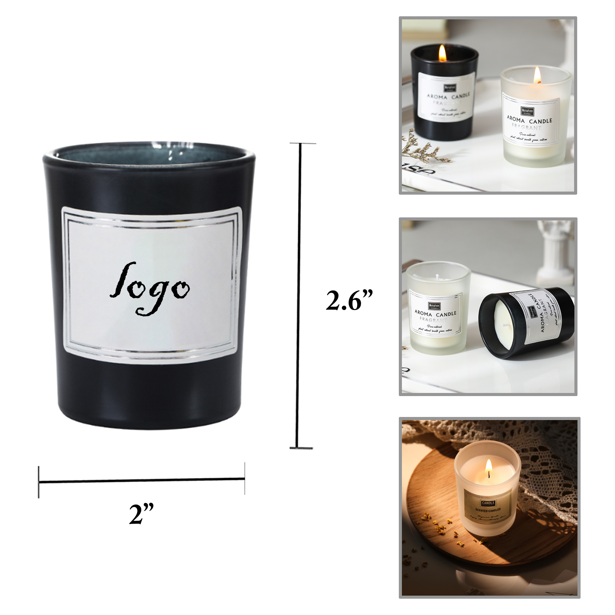 MOQ50 Frosted Soy Wax Candles with Scent