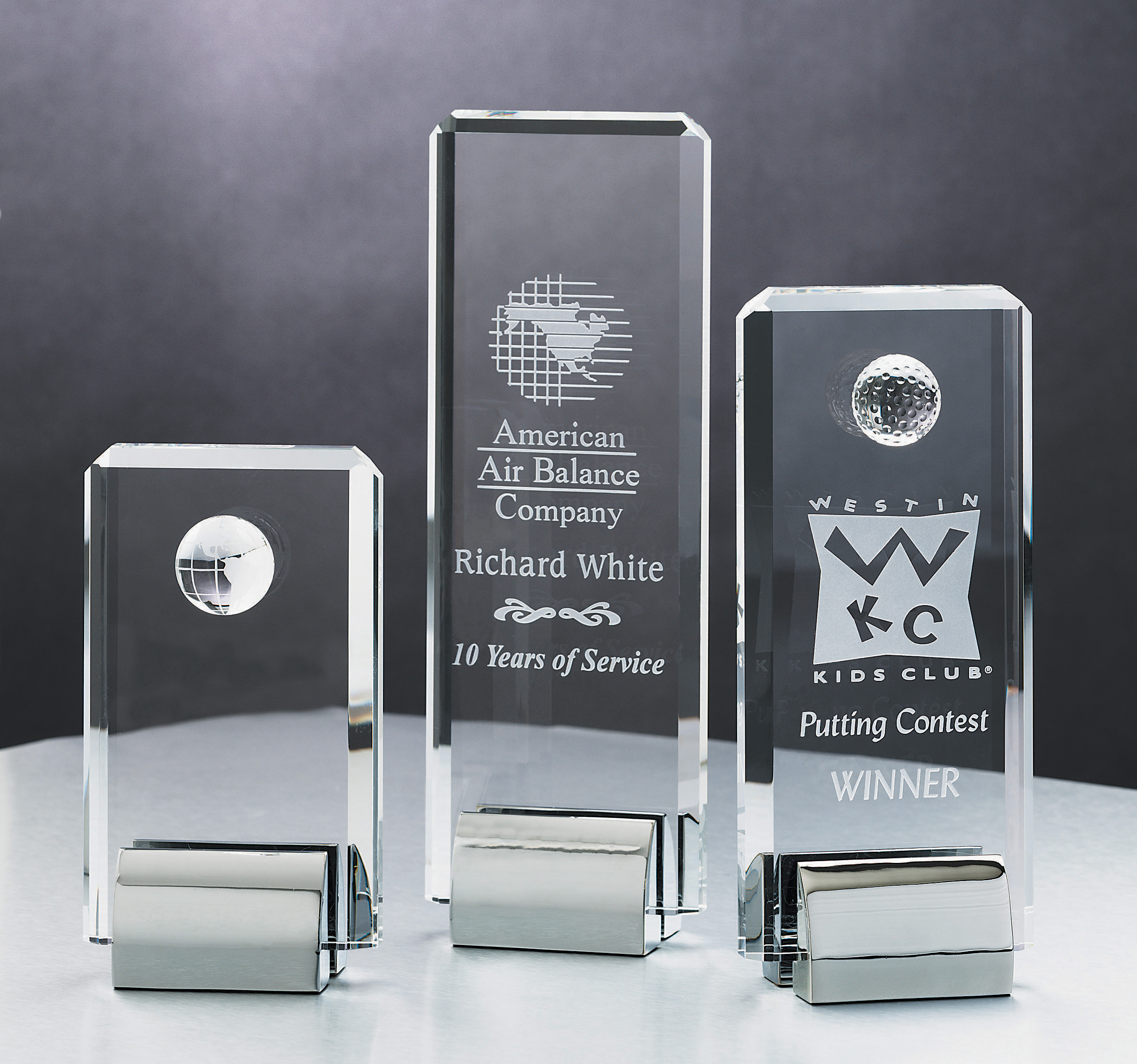 Crystal Beveled Tower Award (3"x6")