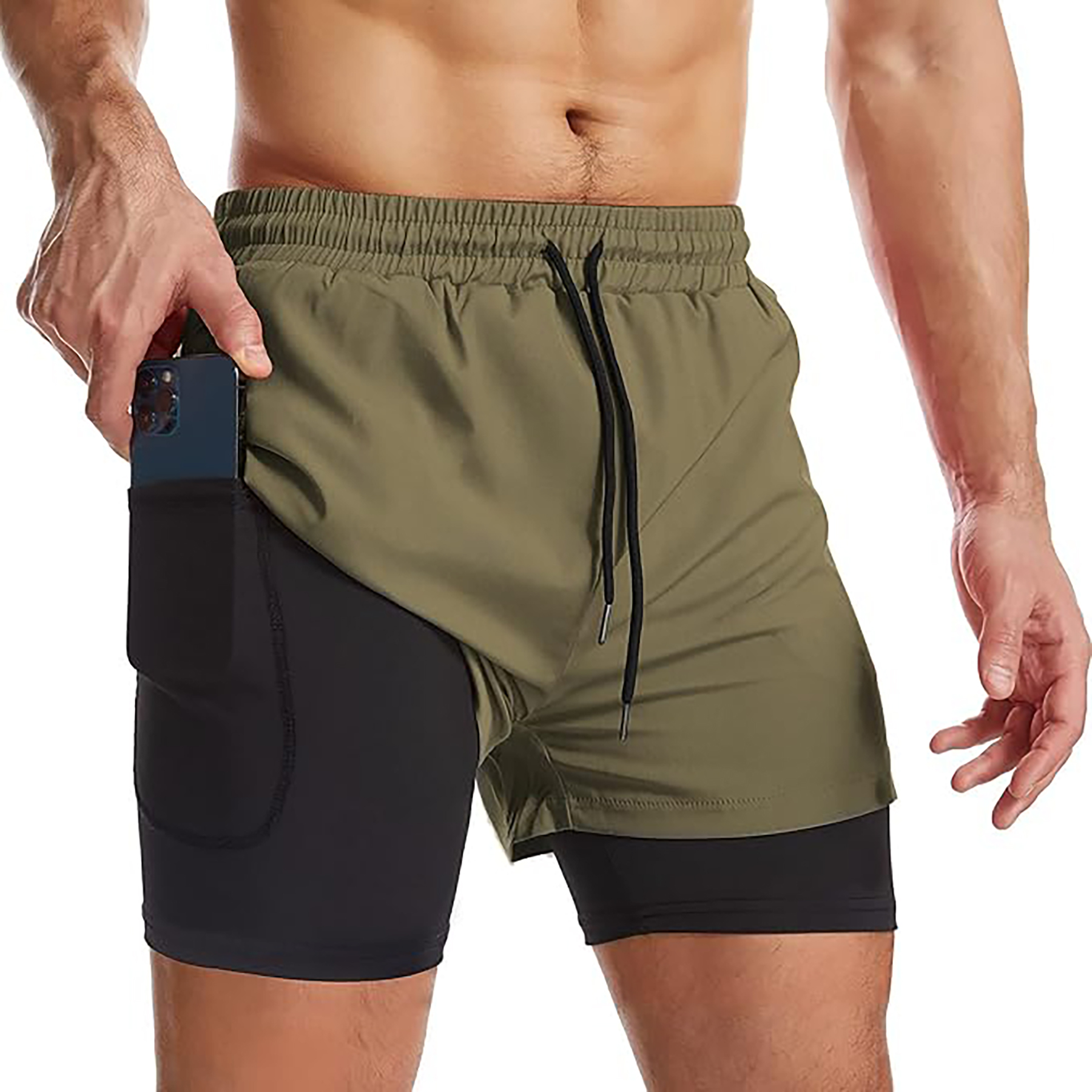 Men's 2 I n 1 Quick Drying Sports Shorts with Lining 62