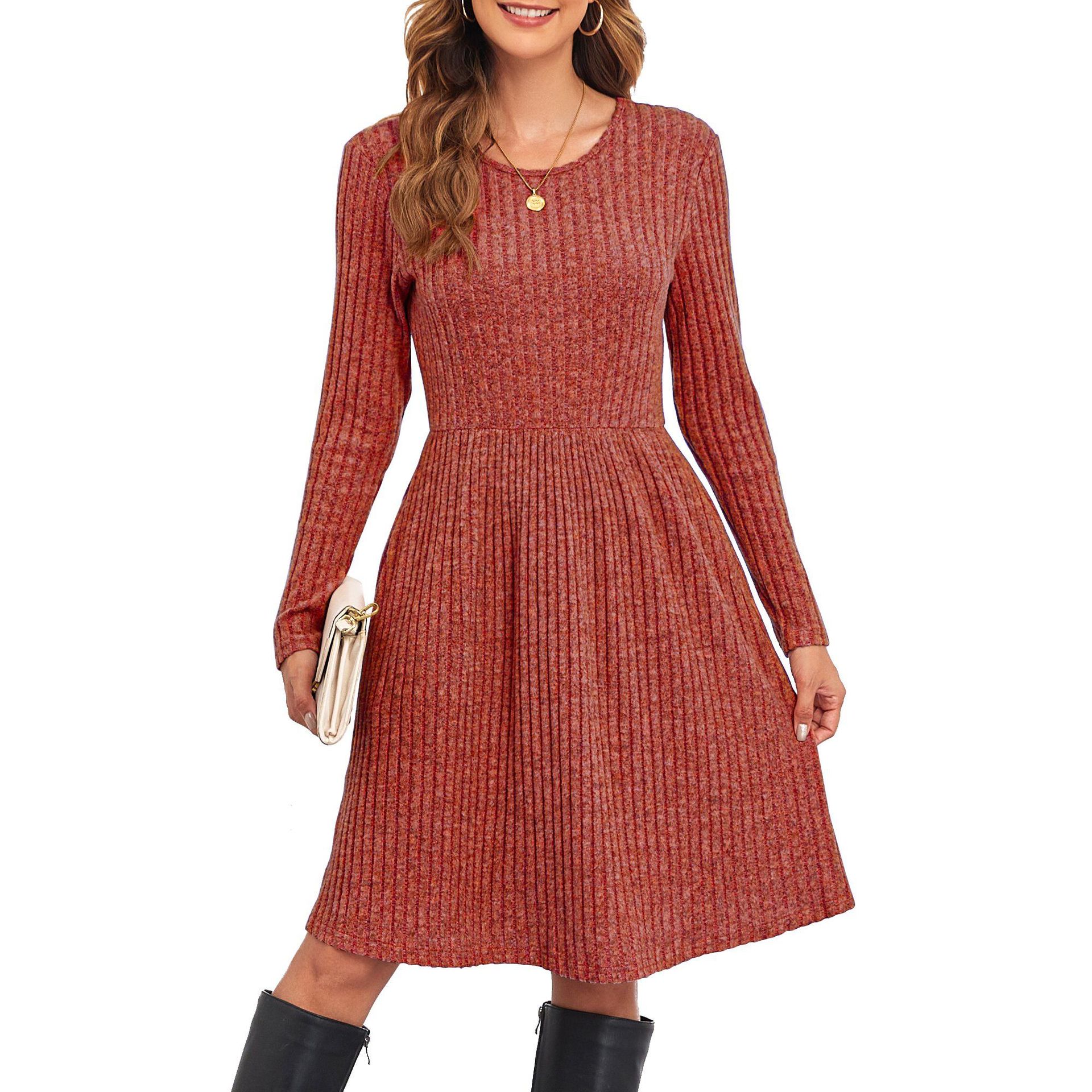 Women Long Sleeve Fall Dresses with Pockets 12
