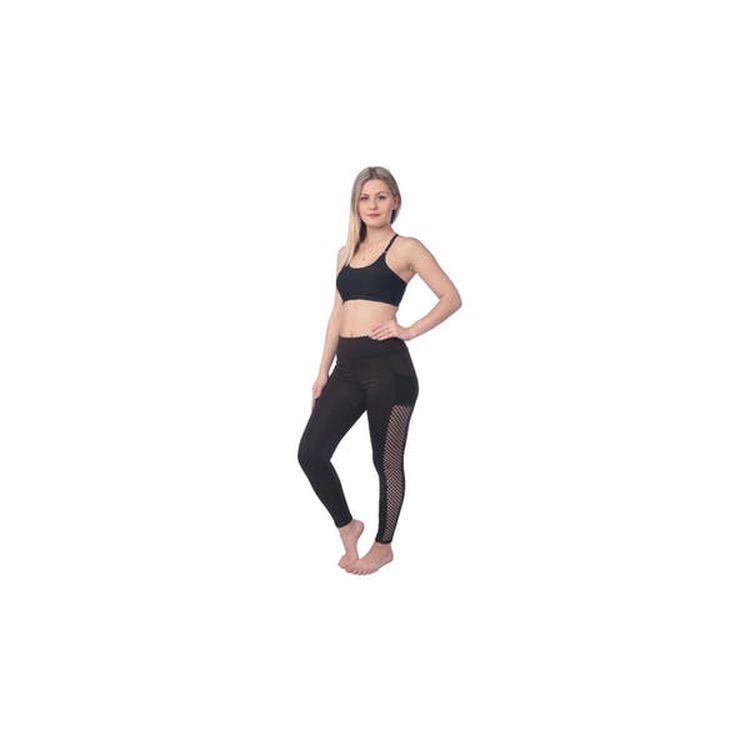 Women's High Waist Performance Sport Leggings - Black Pocket Medium 3