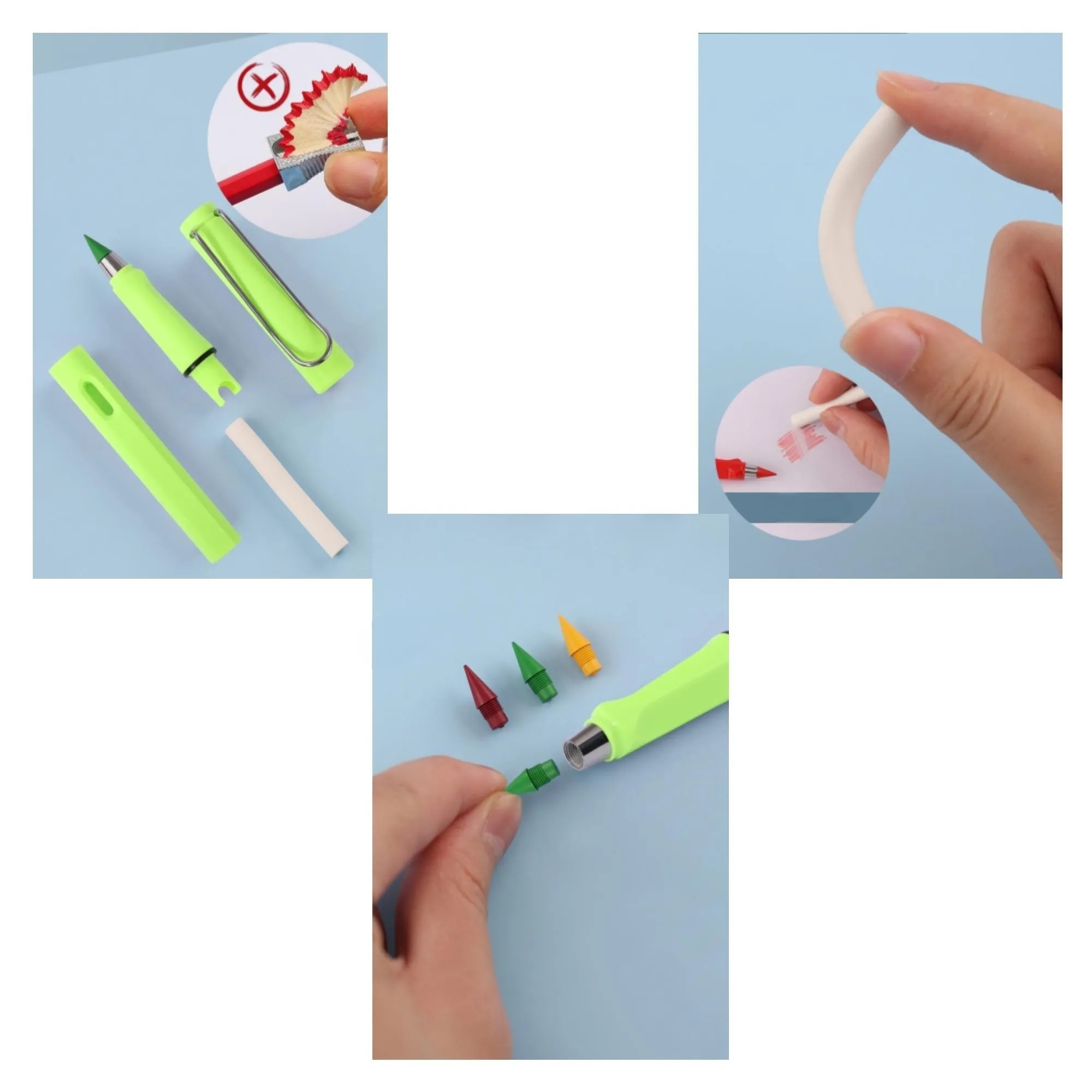 Inkless Colorful Erasable Pencil With Eraser 7