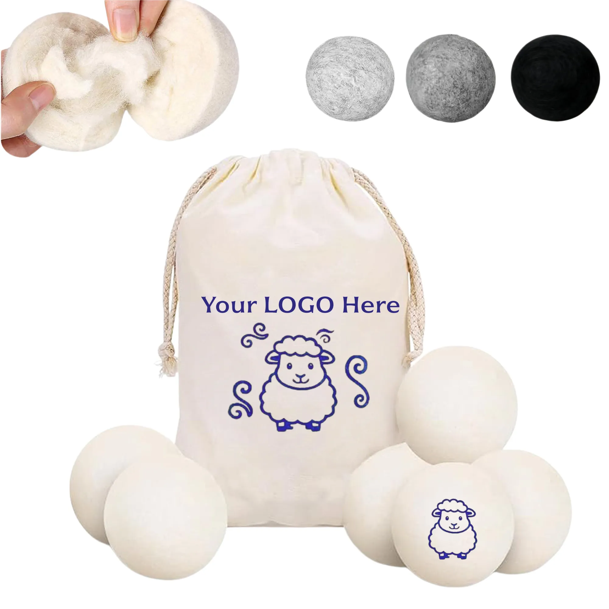 6 Pack Wool Reusable Dryer Balls - Natural Fabric Softener 24