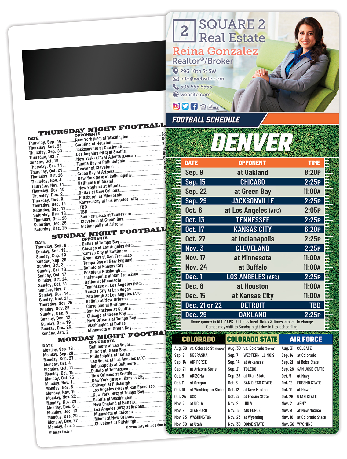 Football Schedule Laminated Card/Postcard with Magnet Strip 3.5x8.5 - 14 pt.