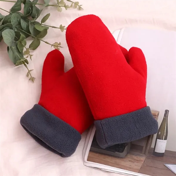 Custom Fleece Winter Mittens with Foldable Cuffs — Cold Weather Hand Warmer Promo 7