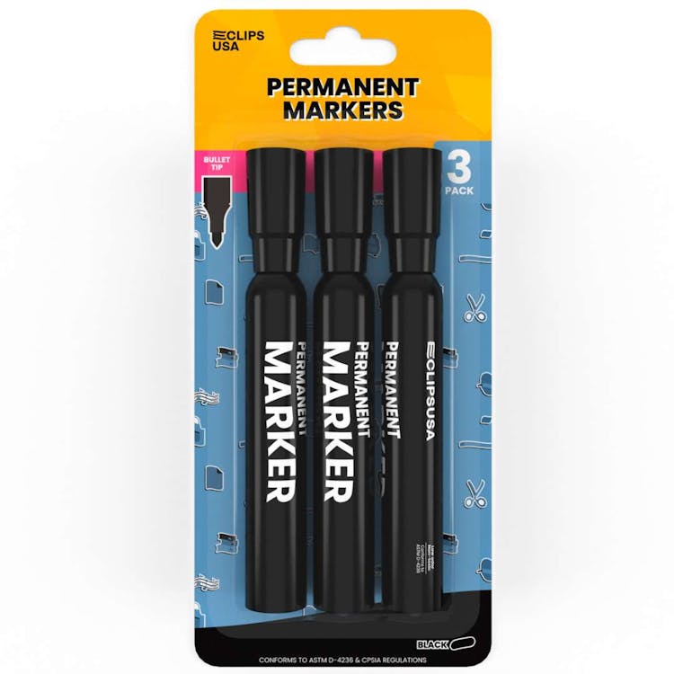 Permanent Markers - 3 Pack Black 3
