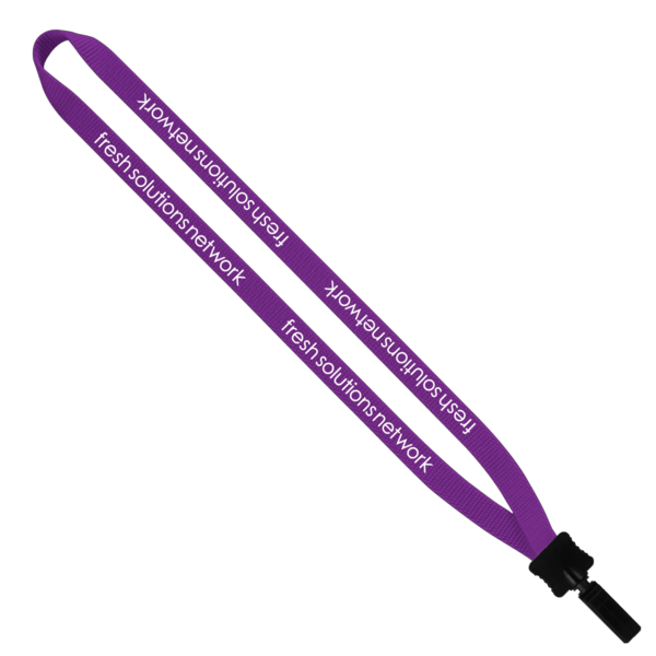 1/2" Smooth Nylon Lanyard with Plastic Clamshell & Bulldog Clip