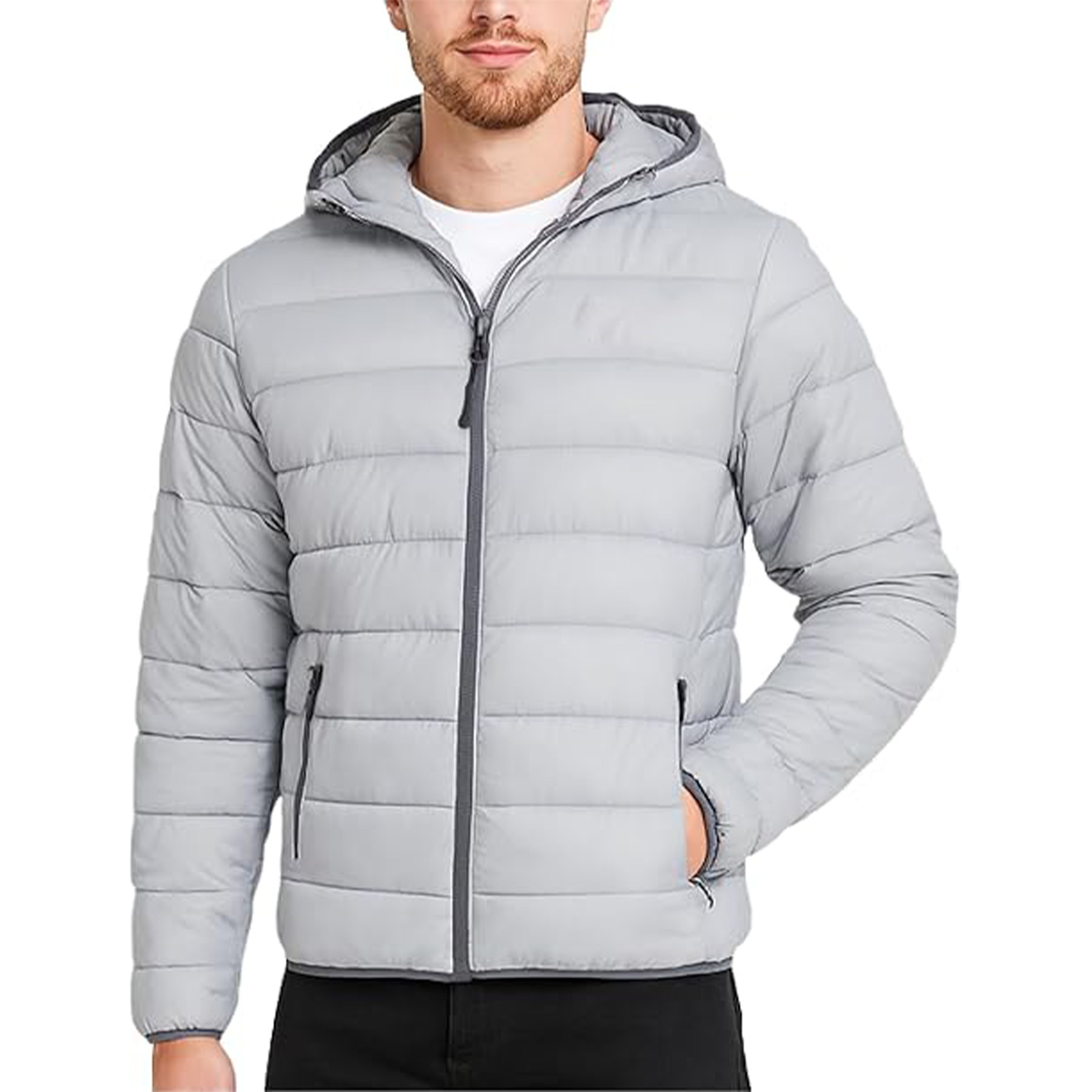 Warm Hooded Quilted Down Jacket 46