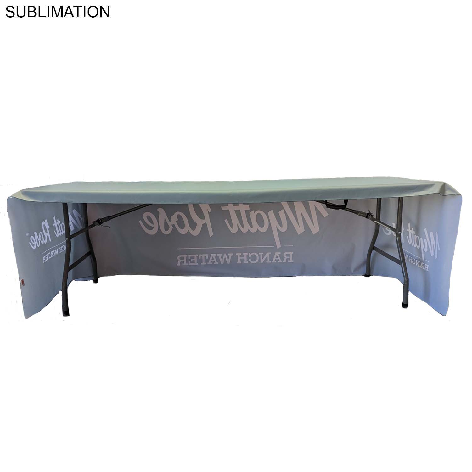24Hr Express Ship - Sublimated PREMIUM Cloth for 8' Table, Drape Style, Open Back, Rounded corners 9