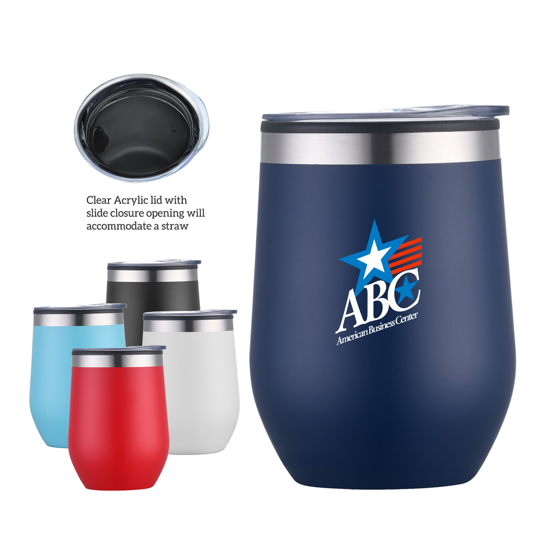 12 oz. Powder-Coated SS Outer with Polypropylene Inner Tumbler Wine Cup 15