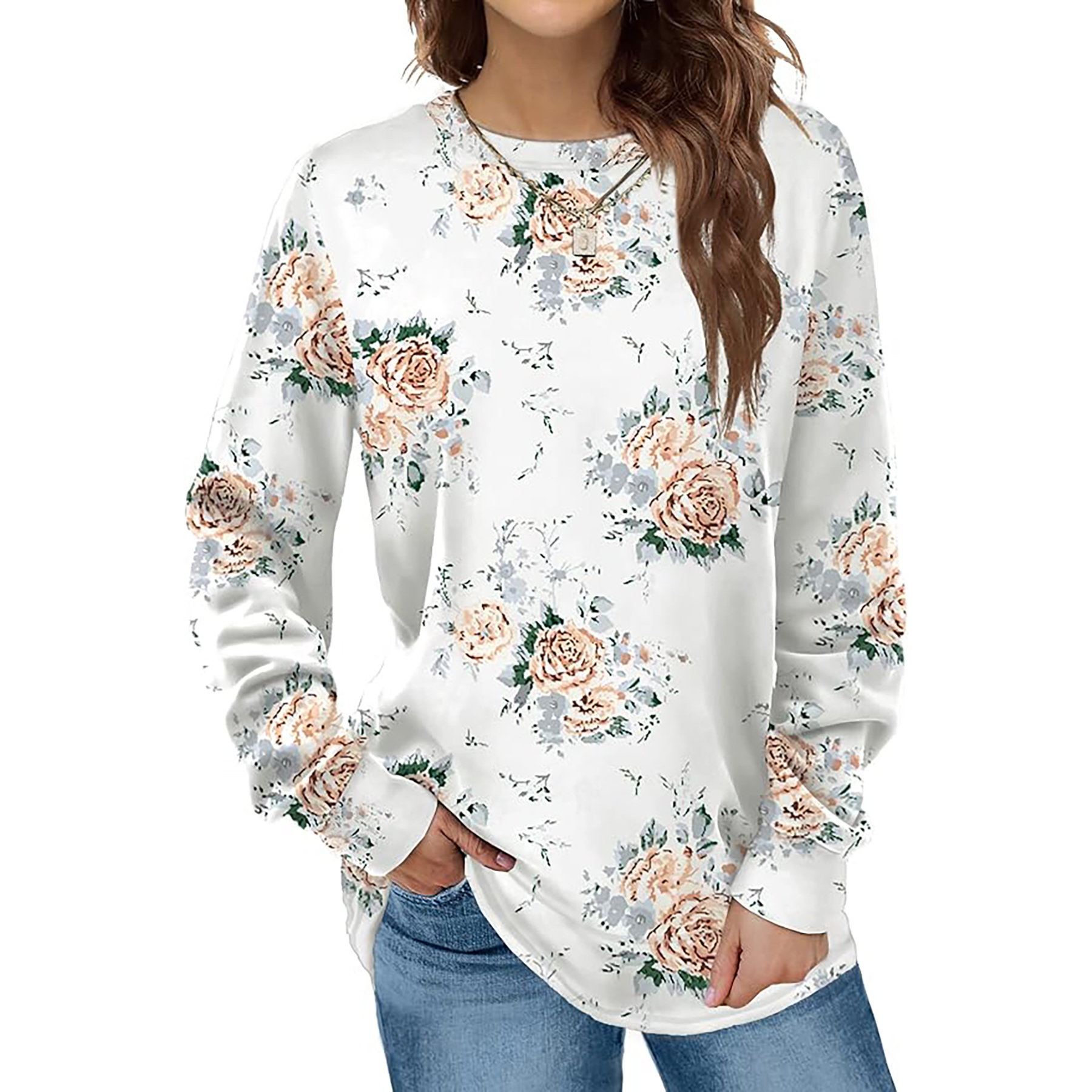 Women's Round Neck Long Sleeve Shirt 58