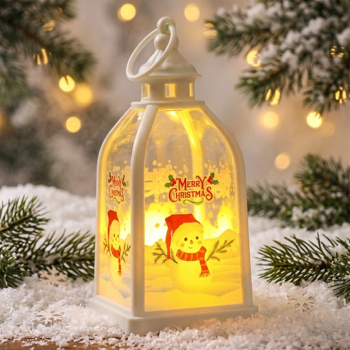 Four Corner Lantern With Santa Claus & Electronic Candle - LE00058