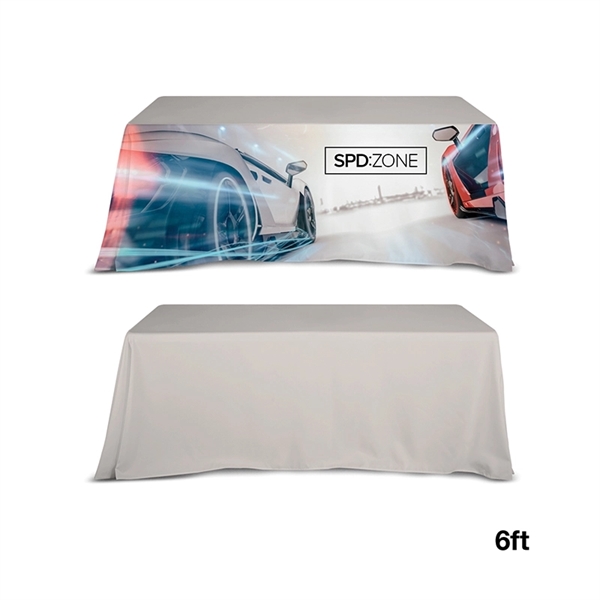 DisplaySplash 6' Table Throw 300D Poly for trade show giveaways