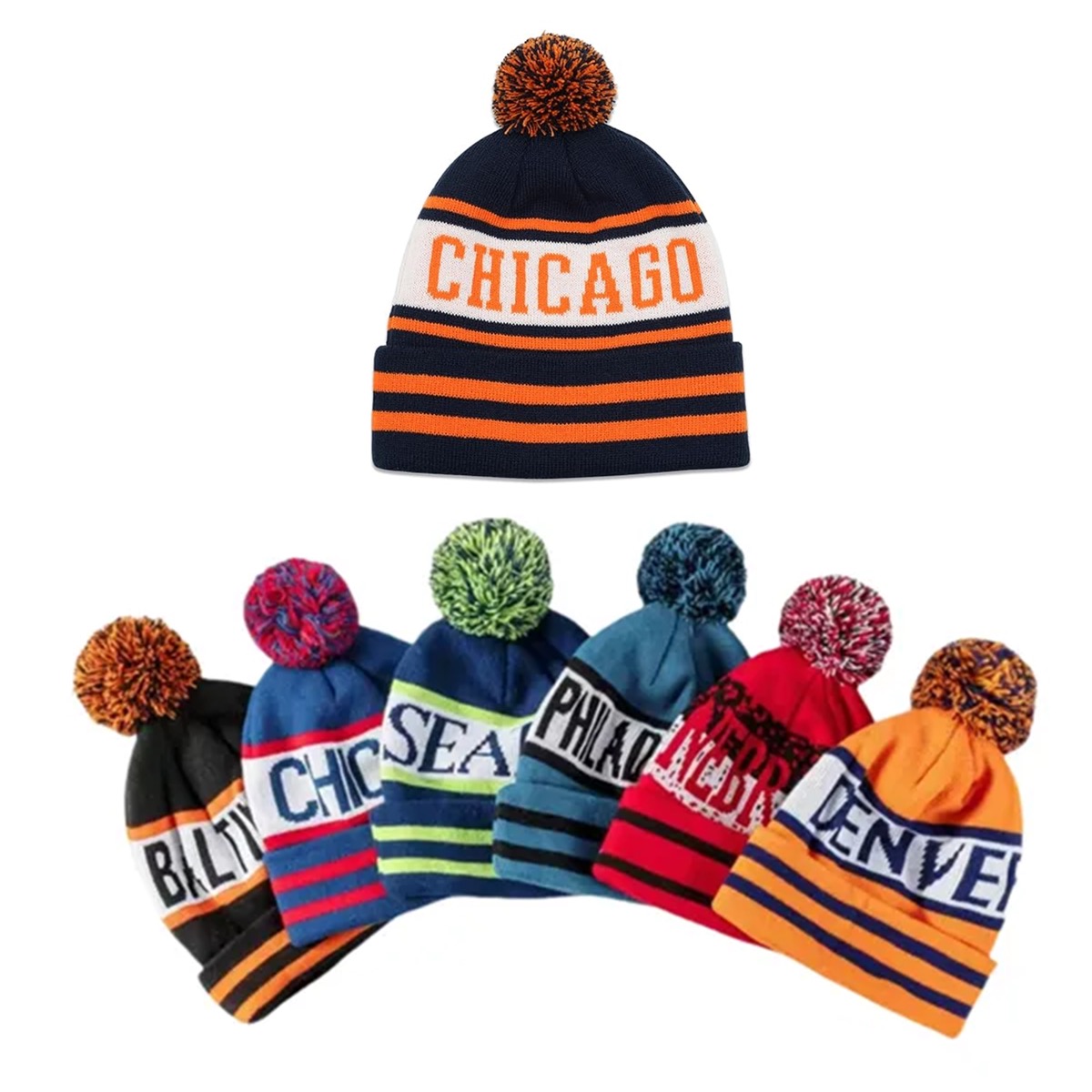 Jacquard Pom Beanie With Cuff 2
