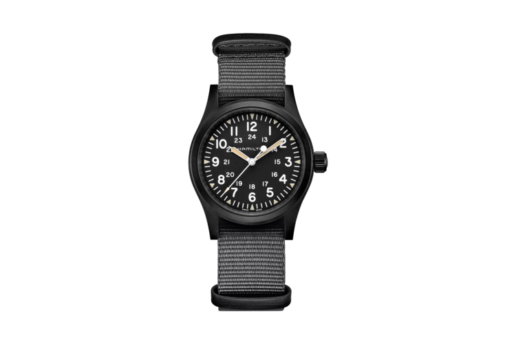 Hamilton Khaki Field Mechanical Black Textile Strap Watch 4