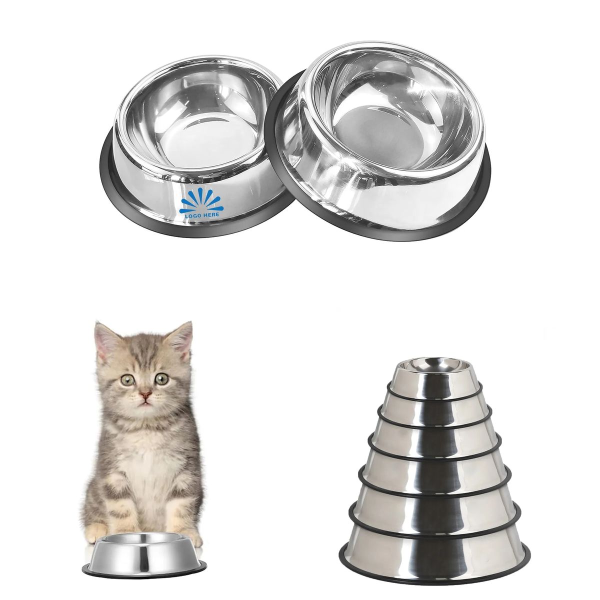 MOQ20 Stainless Anti-Slip Steel Dog Bowl 6