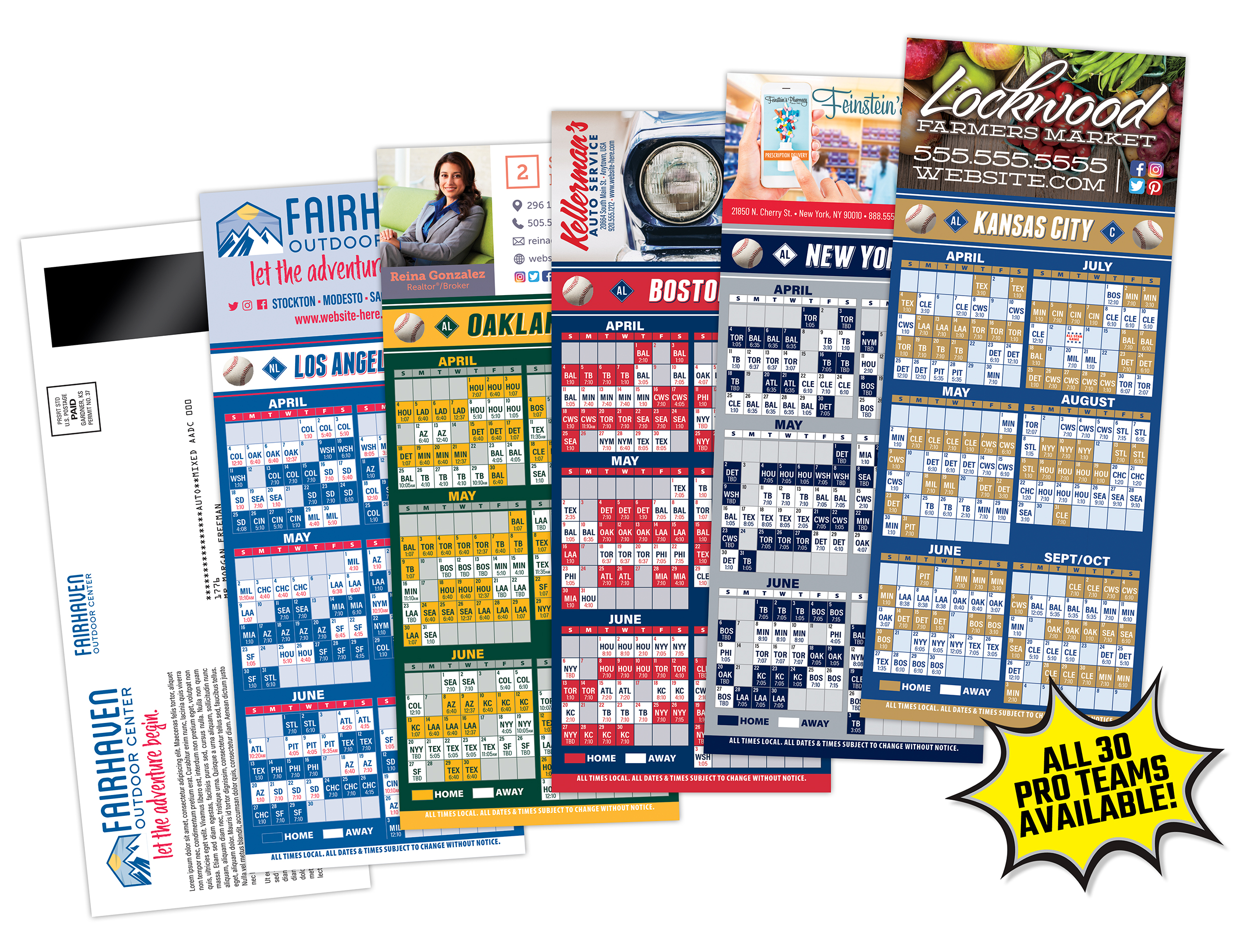 Baseball Schedule Laminated Card/Postcard with Magnet Strip (3.5x8.5)