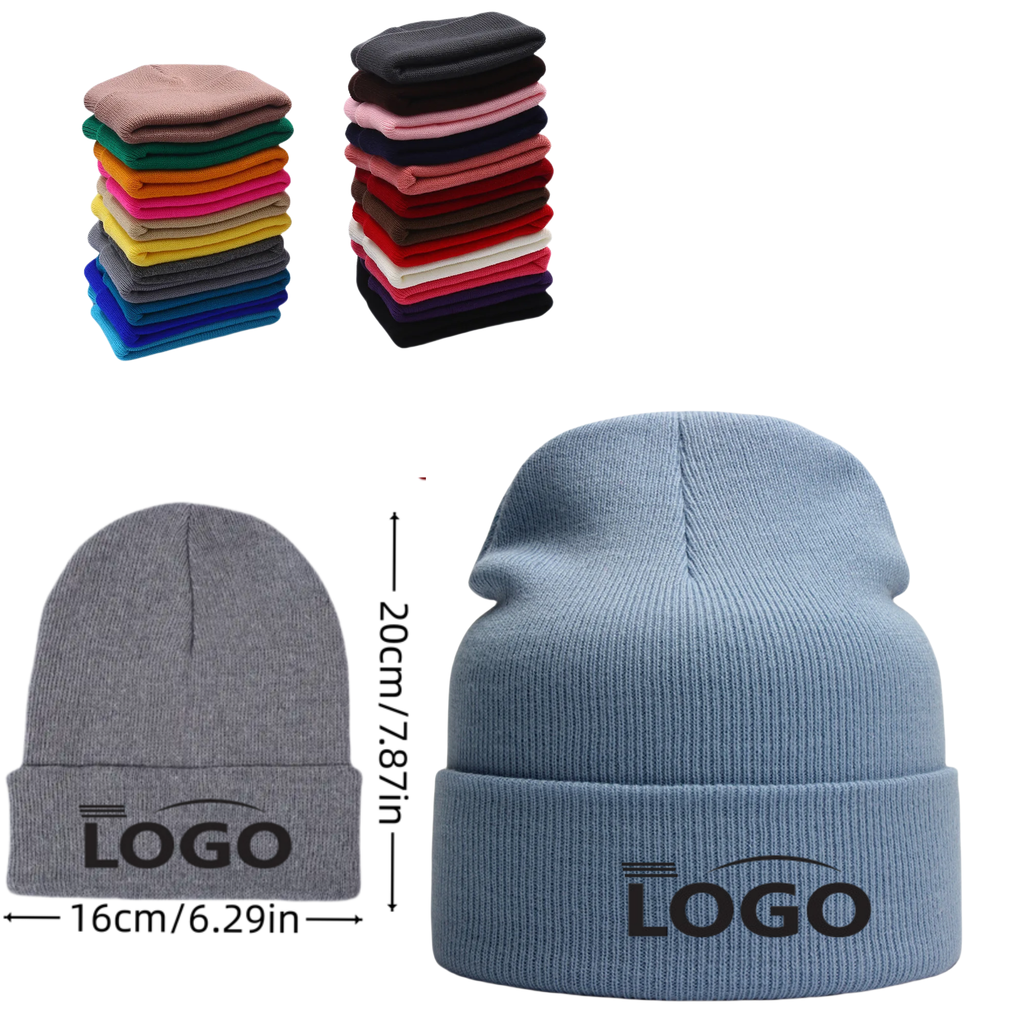 Knitted Cuffed Hats for Unisex Cozy Warm Winter Hat 2