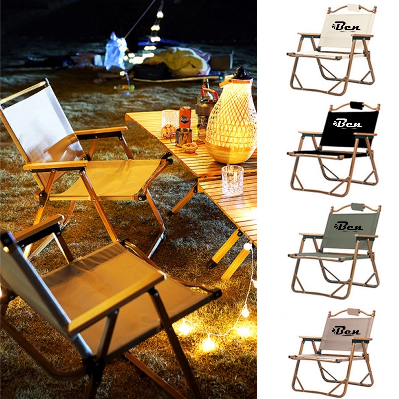 Beach Folding Chair With Wooden Handle And Shoulder Strap
