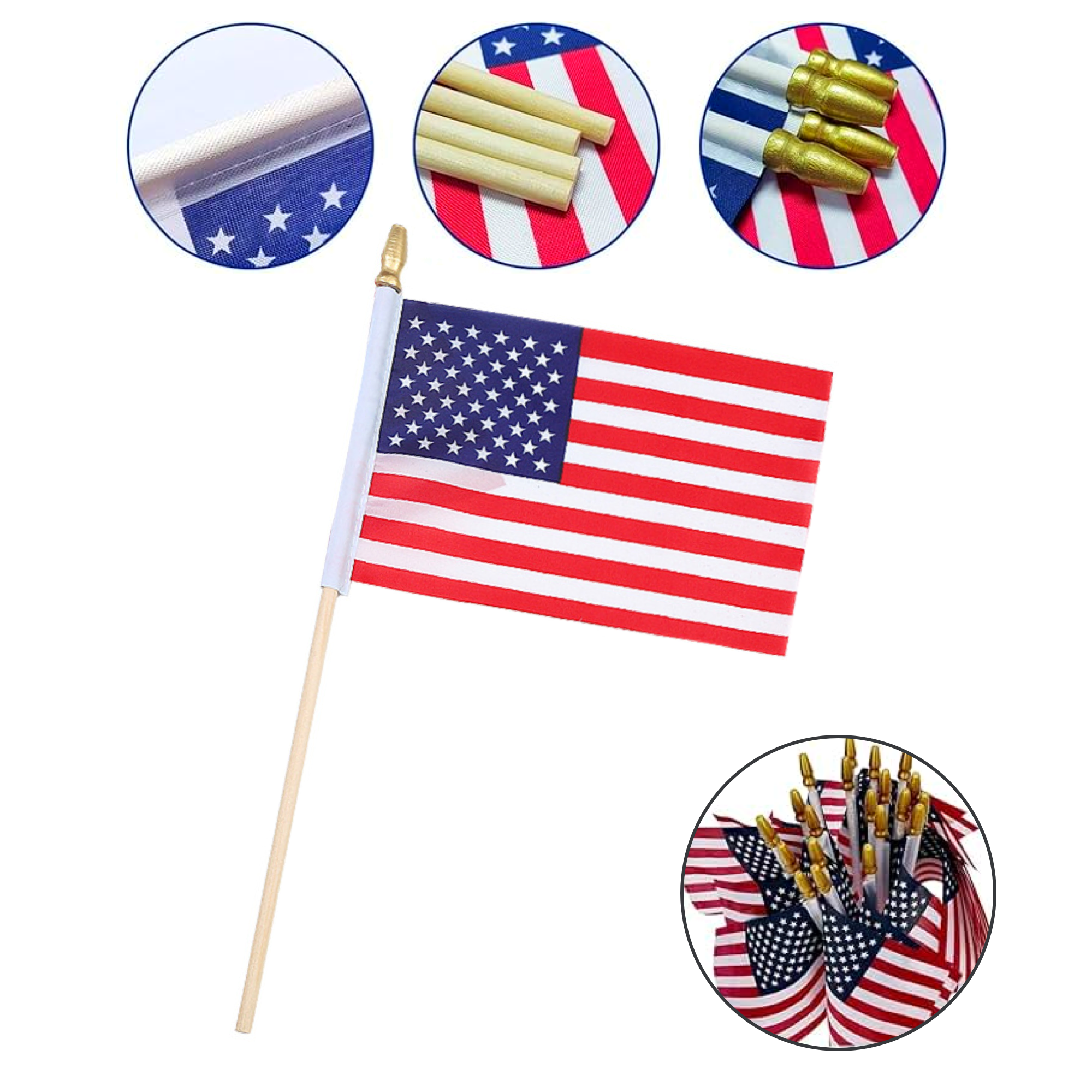 Wood Shaft Hand Waving Double-Sided Printed Flag 2