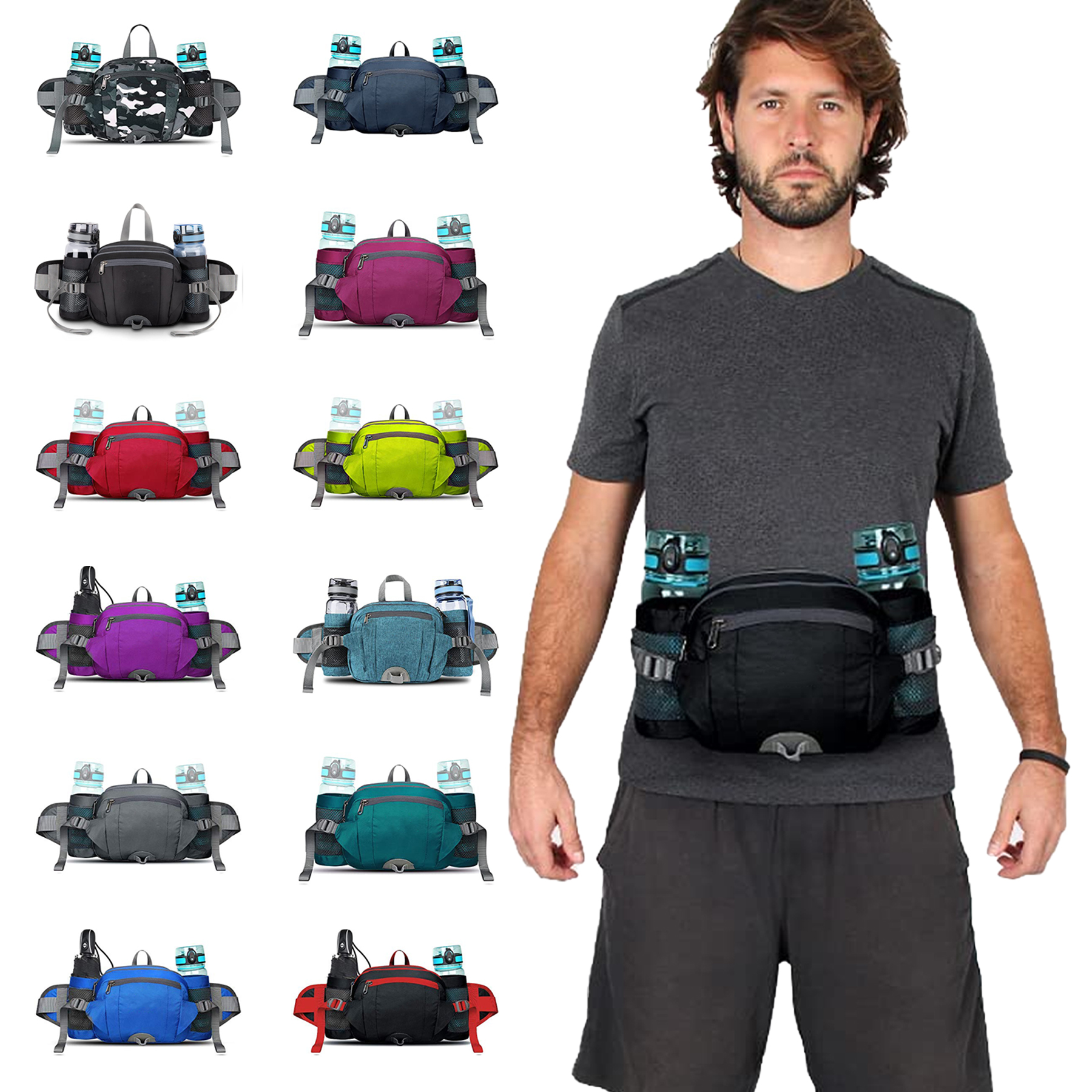 Fanny Pack with 2 Water Bottle Holders 6