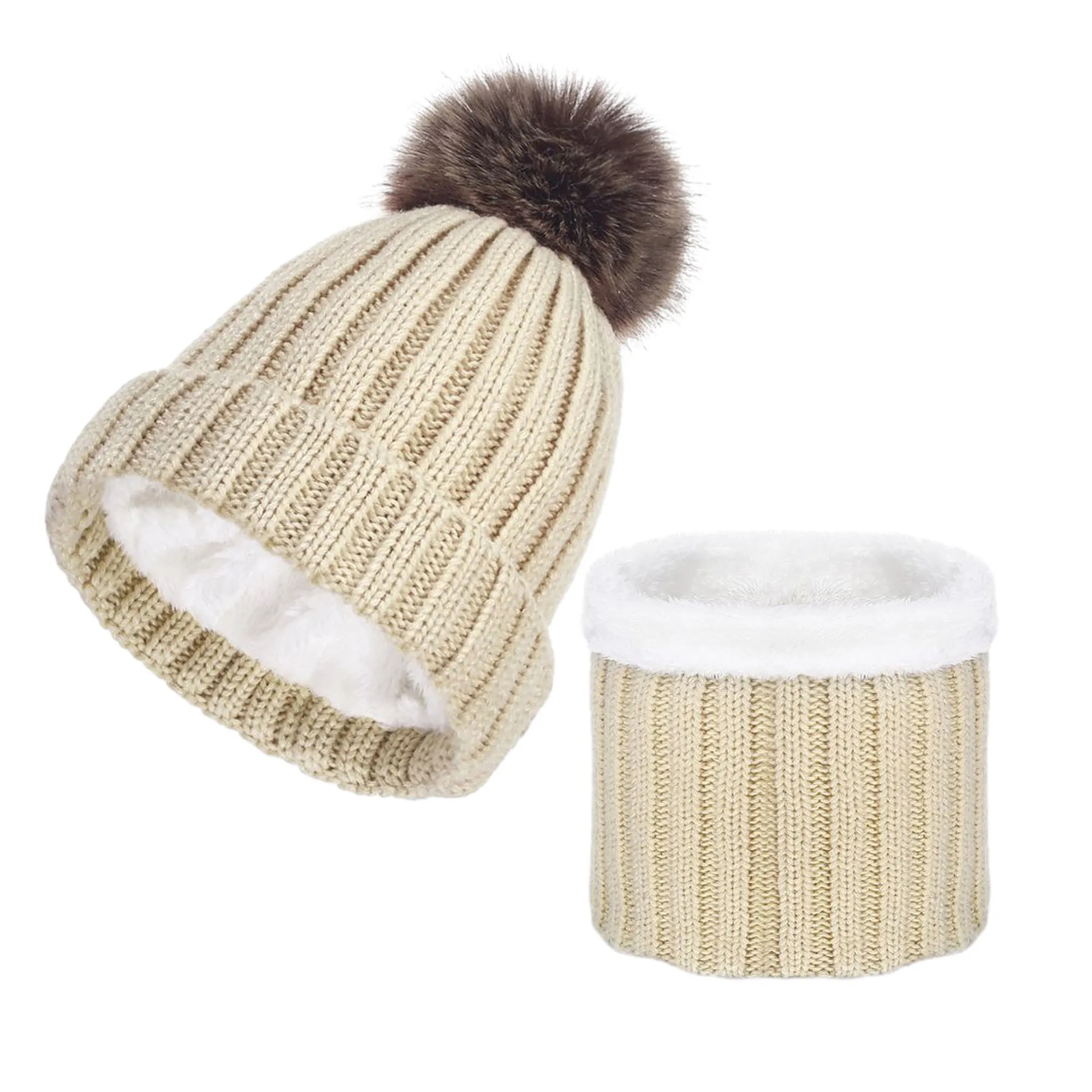 Thickened Hairball Hats and Scarves MOQ 100 14