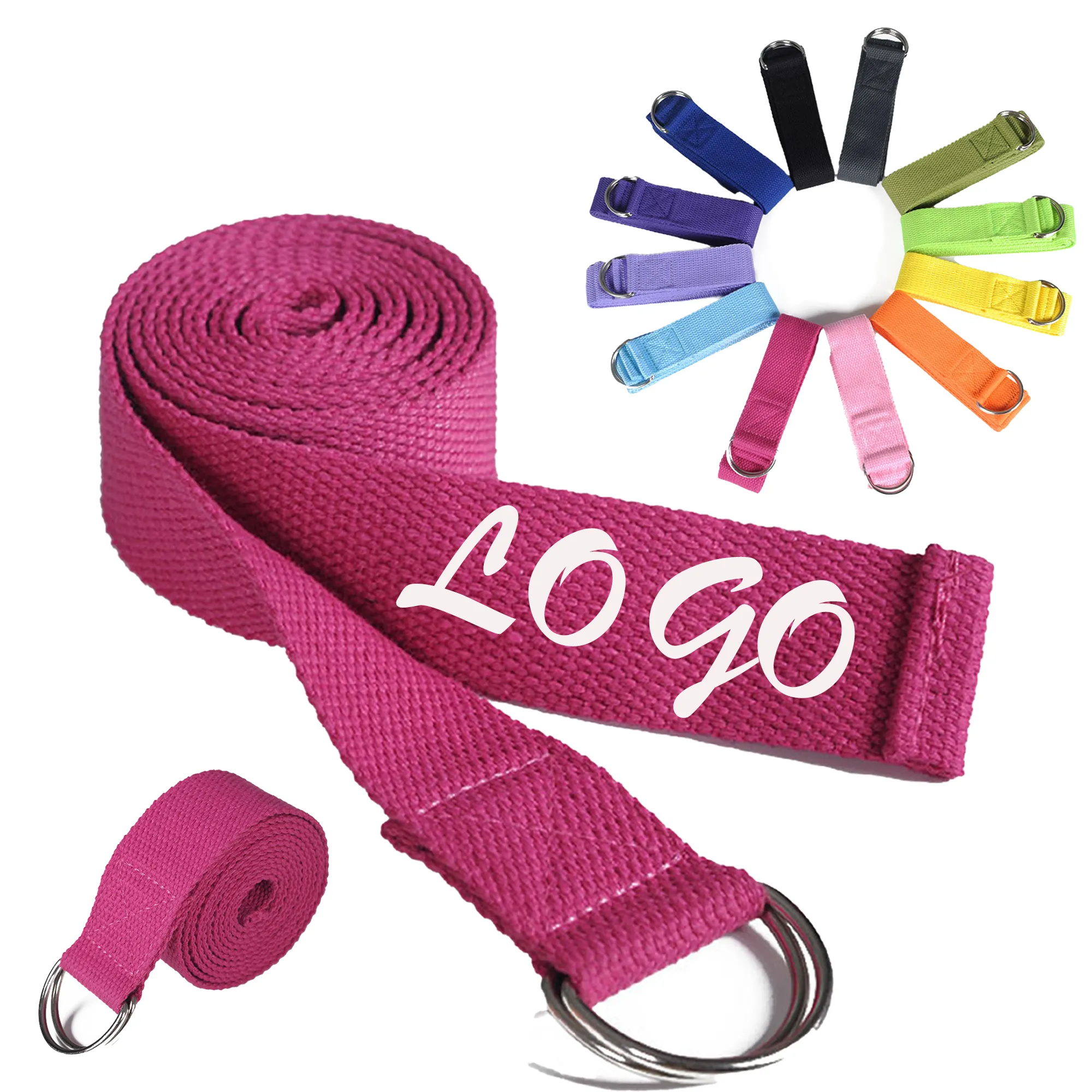 70"L Yoga Fitness Band Metal Buckle Polyester Cotton