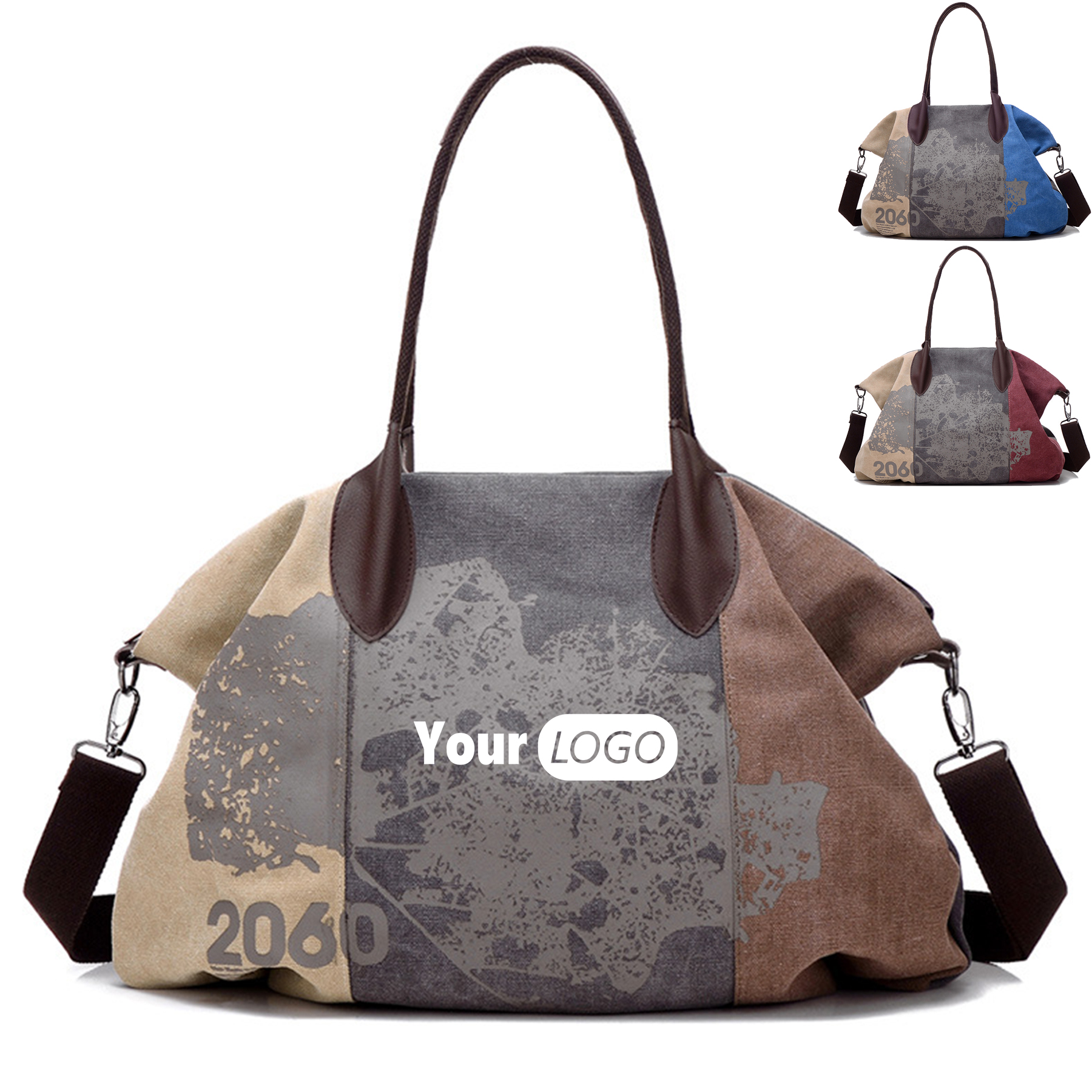 Canvas Daily Purse Shoulder Handbag Tote Shopper Bag Women, custom tote bag with logo imprint 3