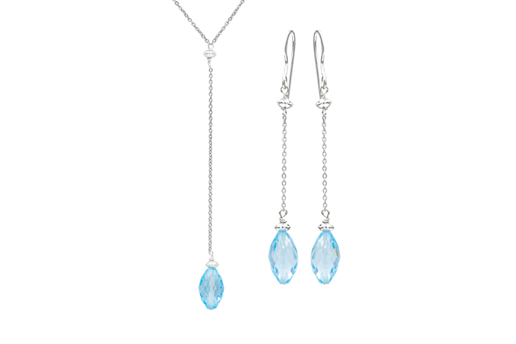 Antwerp Blue Topaz Briolette Earrings and Necklace Set 2