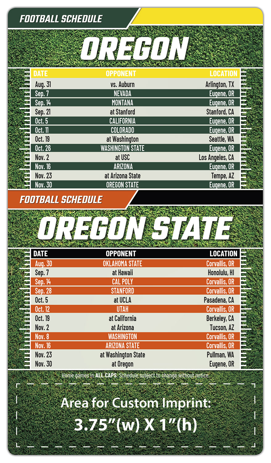 Magnet Sport Schedules - 4x7 Football Round Corners - 25 mil.