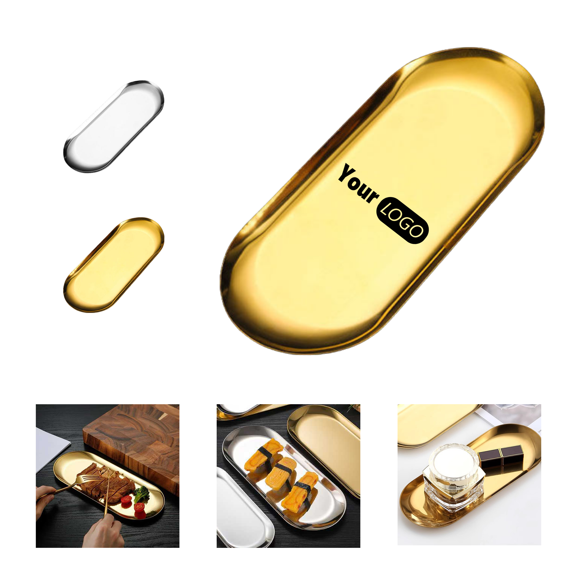 9.1 x 4.3 Inch Oval Stainless Steel Tray 2
