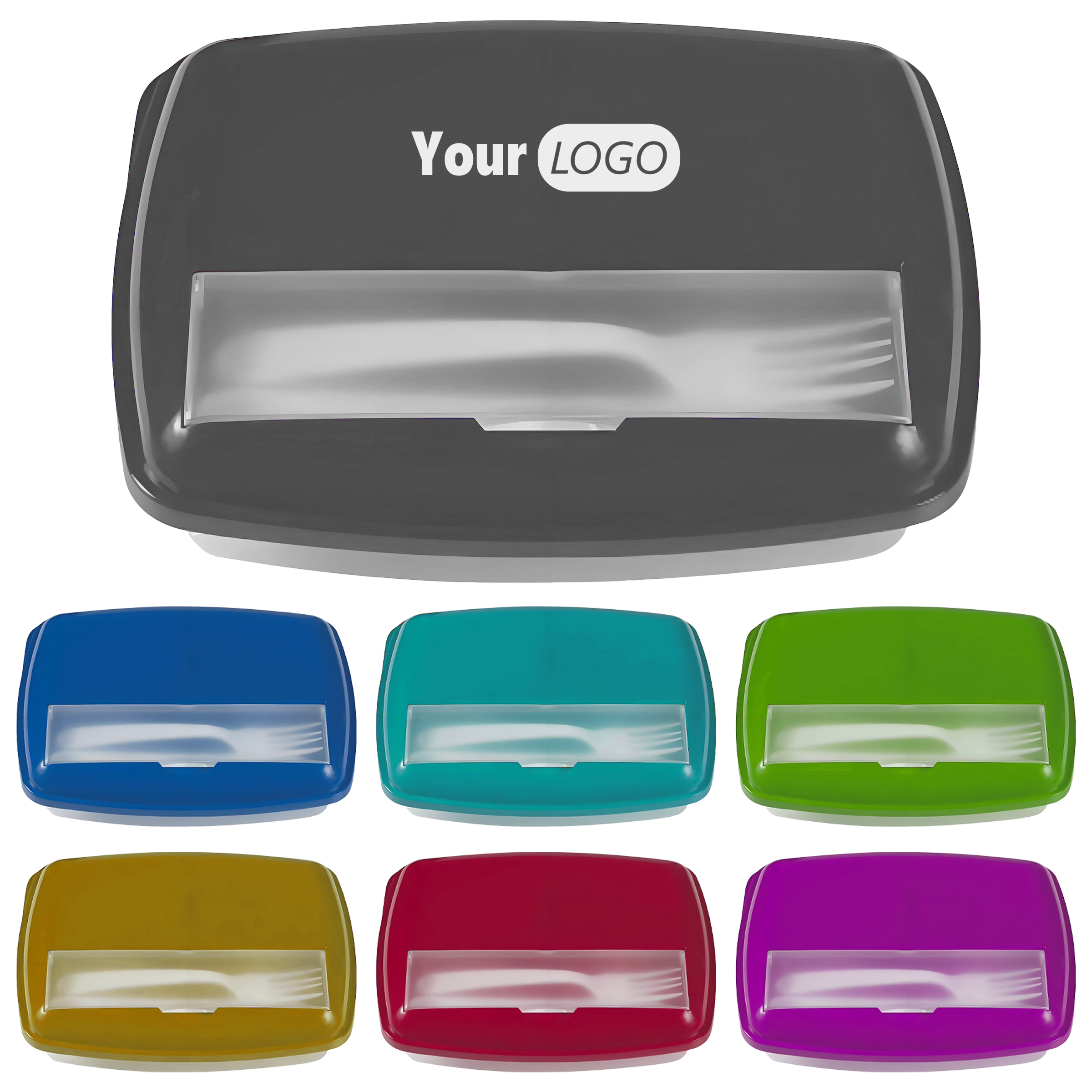 Plastic Portable Lunch Box With Utensil Compartment
