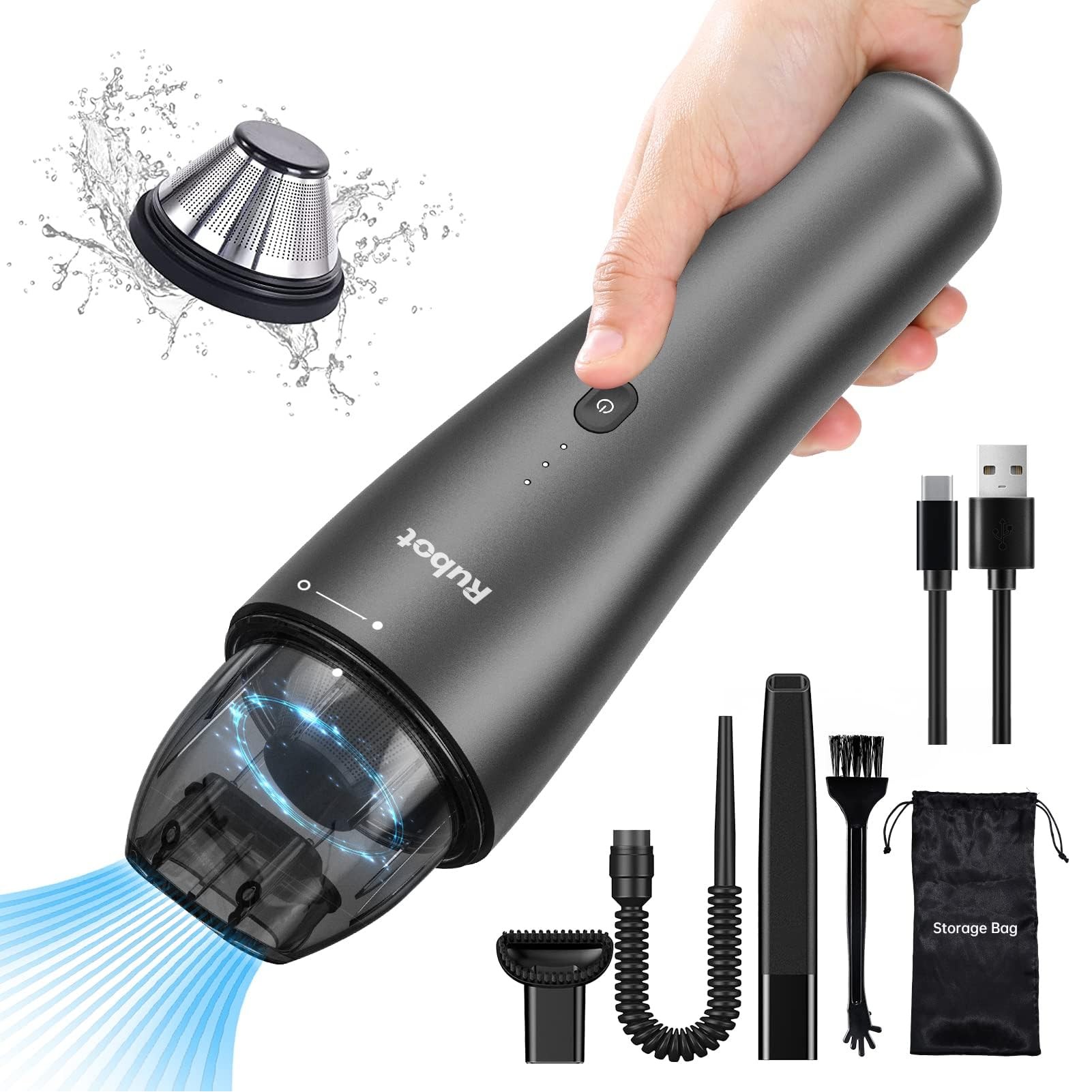 Car Vacuum Cleaner, Car Vacuum Portable Cordless, Mini Portable Handheld Vacuum Cleaner for Car Deta 6