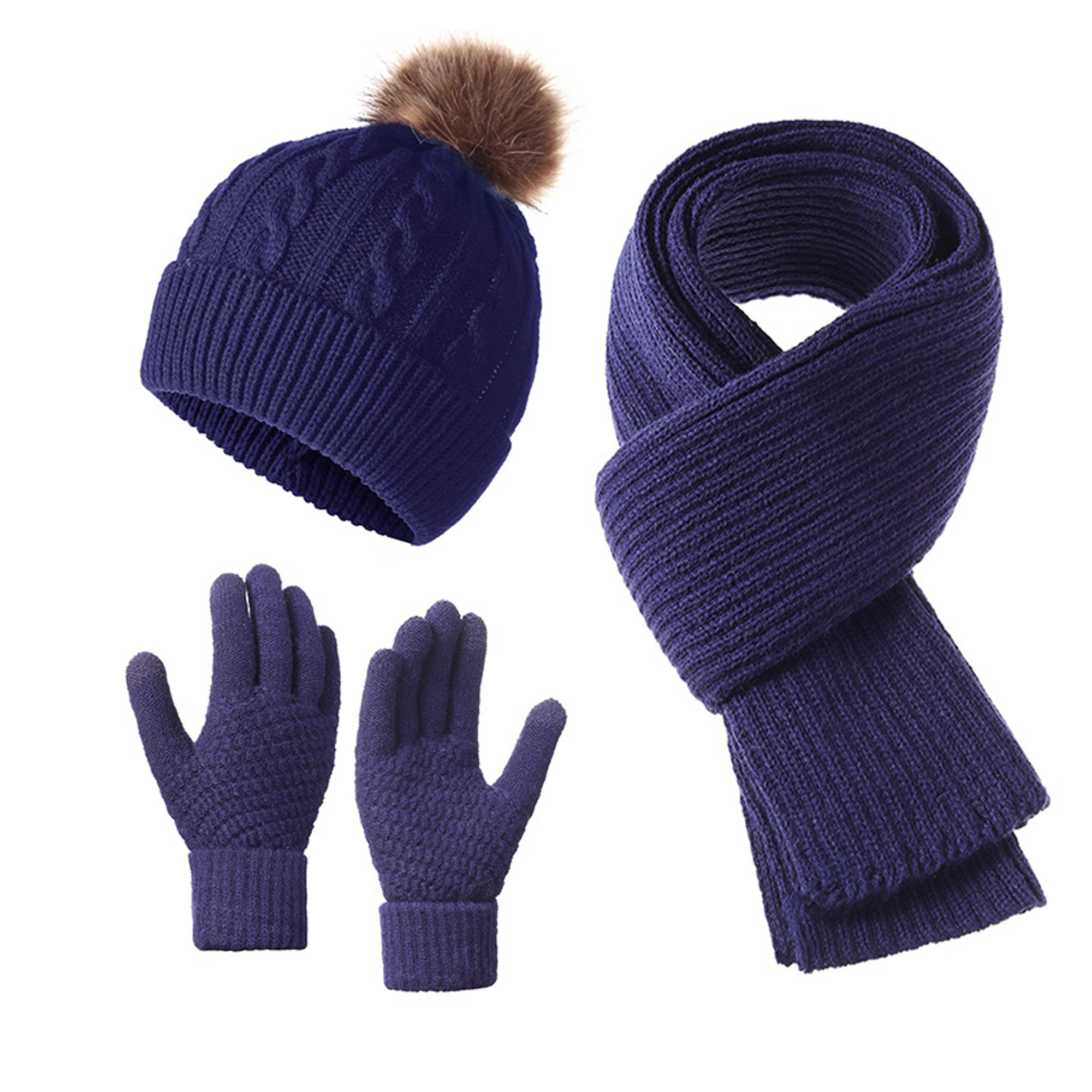 Warm Winter 3-Piece Set (Hat, Scarf, Gloves) MOQ 20 12