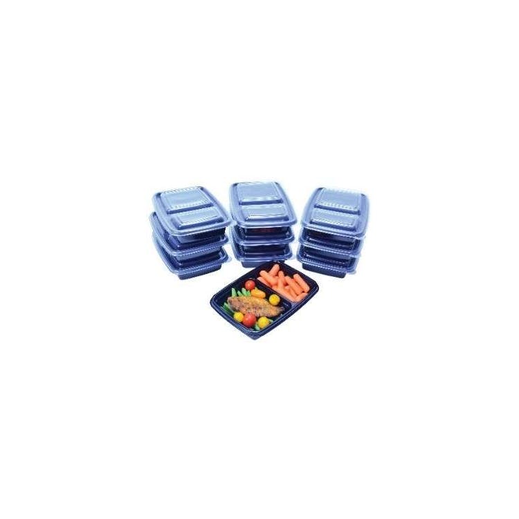 2-Section Meal Prep Containers - 20pc Black 3
