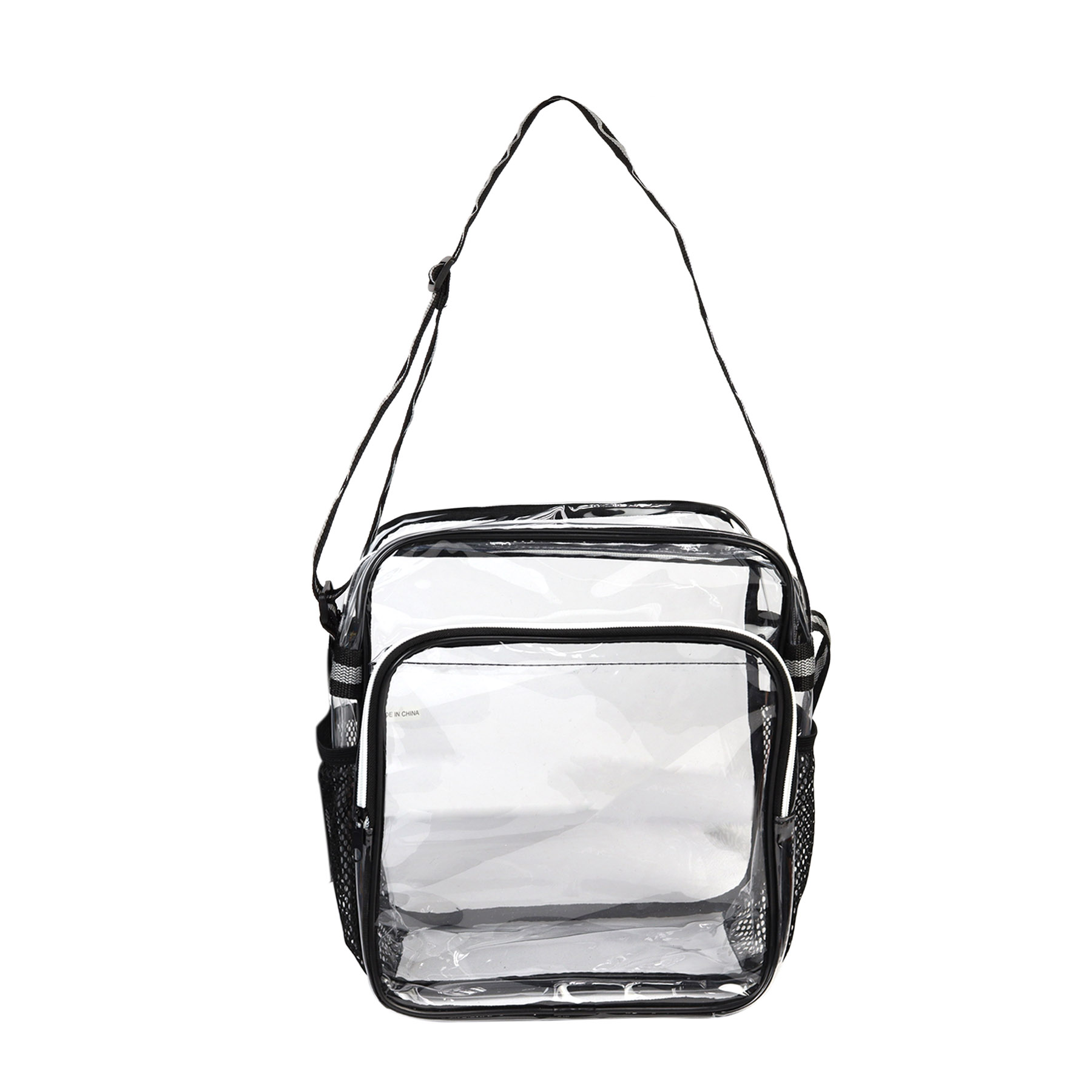 Clear Zipper Small Messenger w/Striped Sling 11
