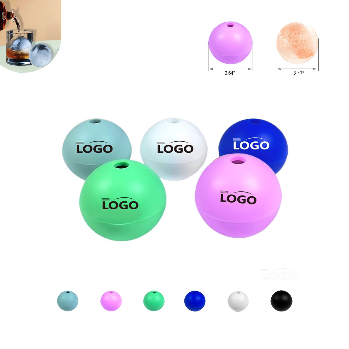 MOQ50 Round Sphere Silicone Whiskey Ice Ball Maker Mold 7
