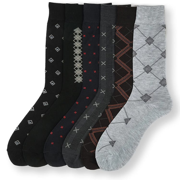 Men's Patterned Dress Socks - Size 10-13 6 Pack 3