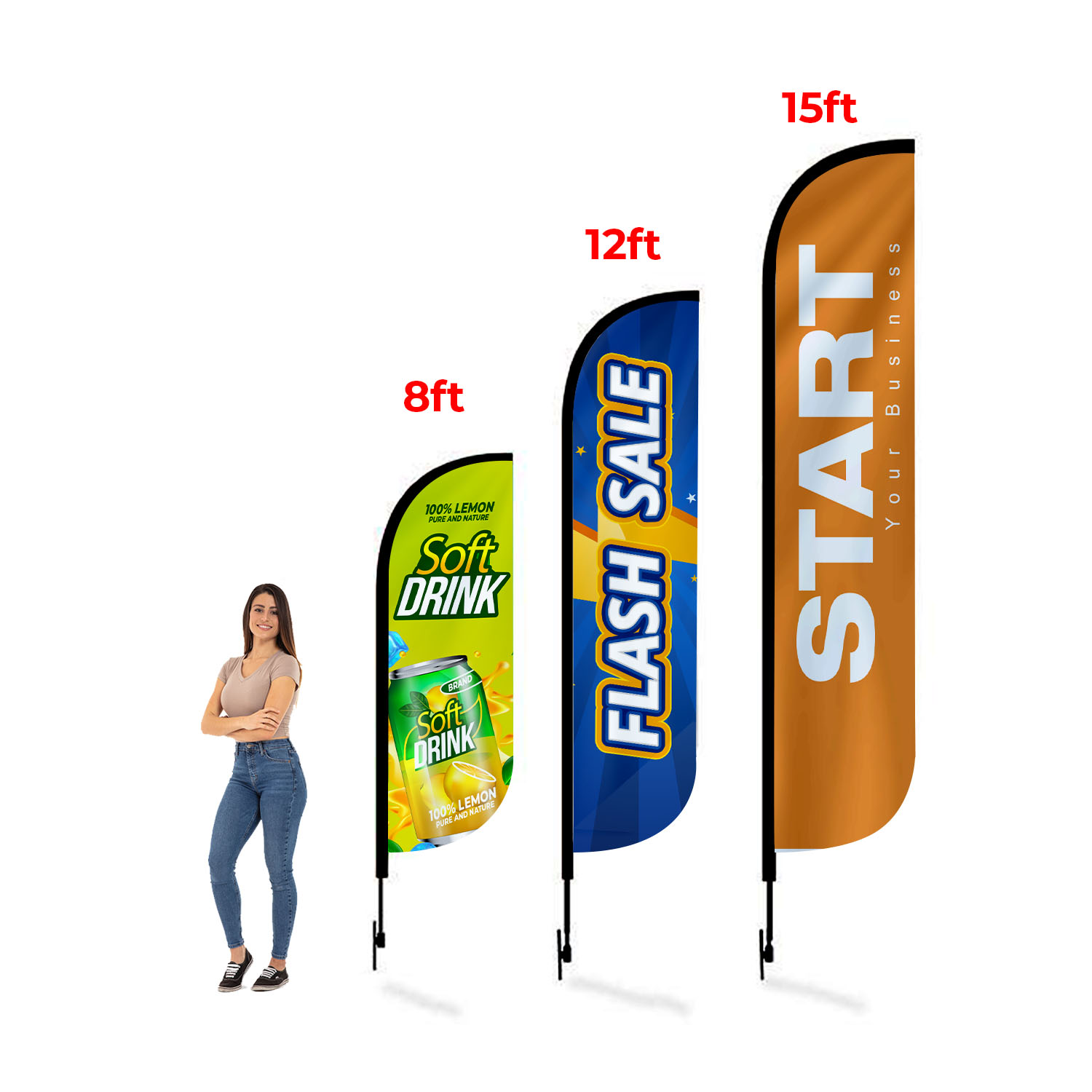 12' Feathered Flag Replacement w/ Double Sided Imprint