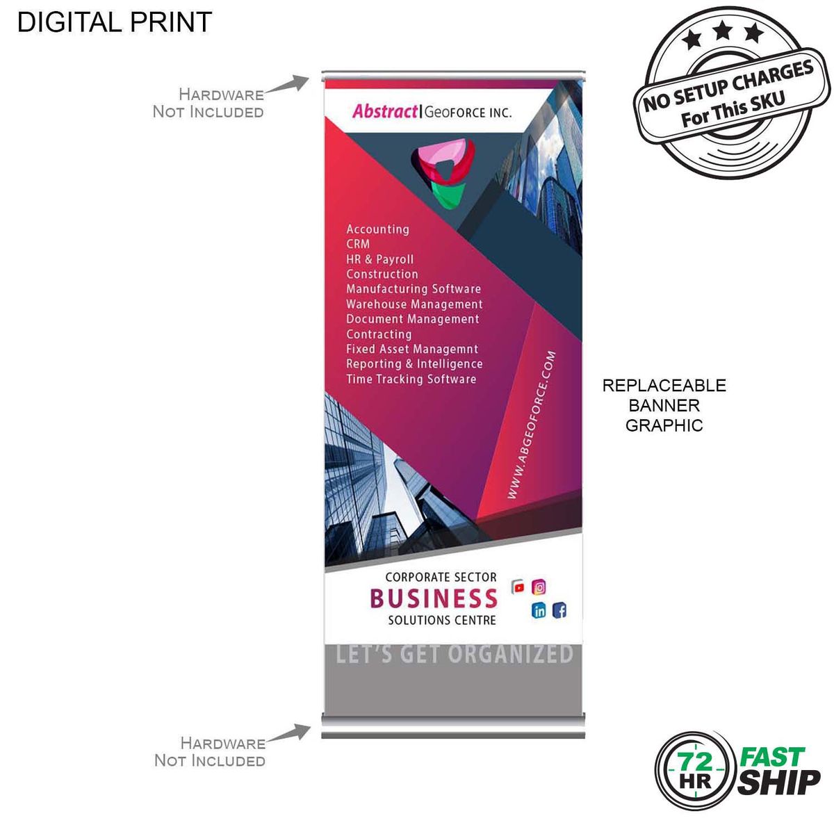 72 Hr Fast Ship Replacement Graphics for Deluxe Wide Base Retractable