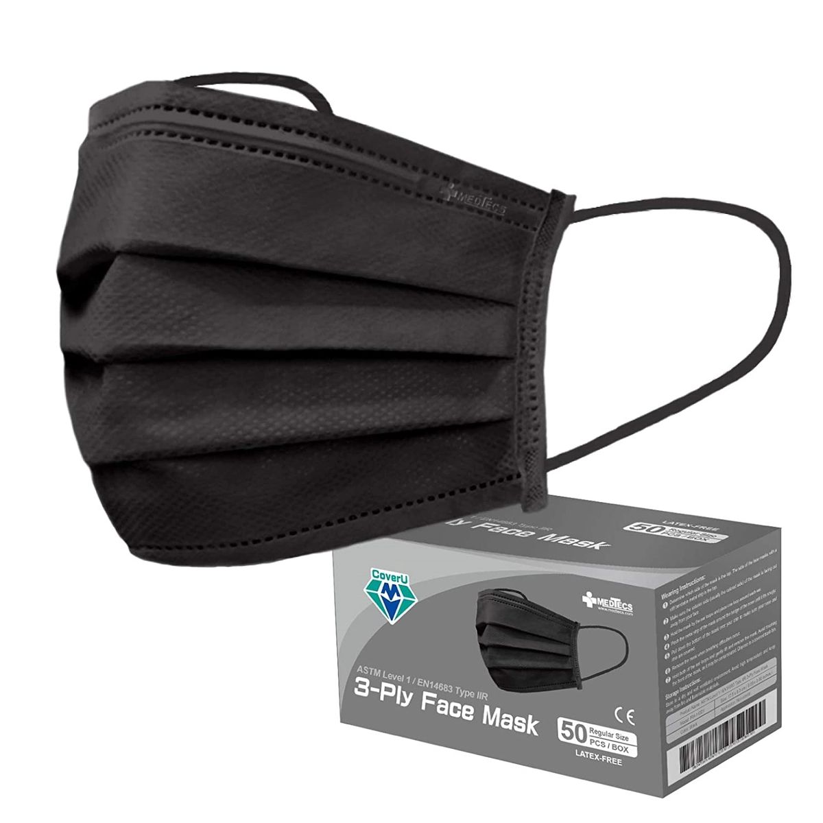 Black 3-Layer Disposable Face Mask (Non-Surgical Civilian Us