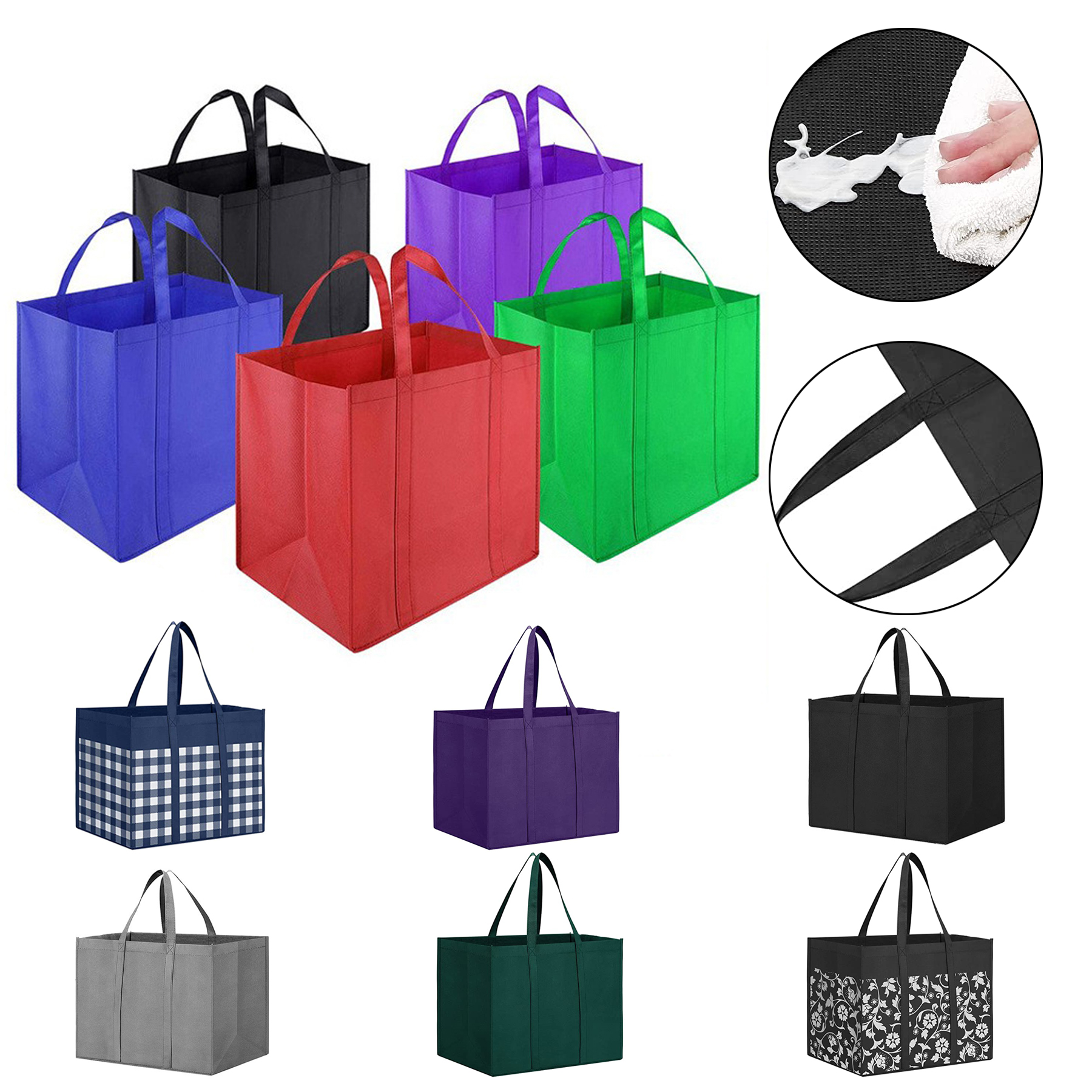 Non-Woven Reusable Reinforced Handle Grocery Bags 6