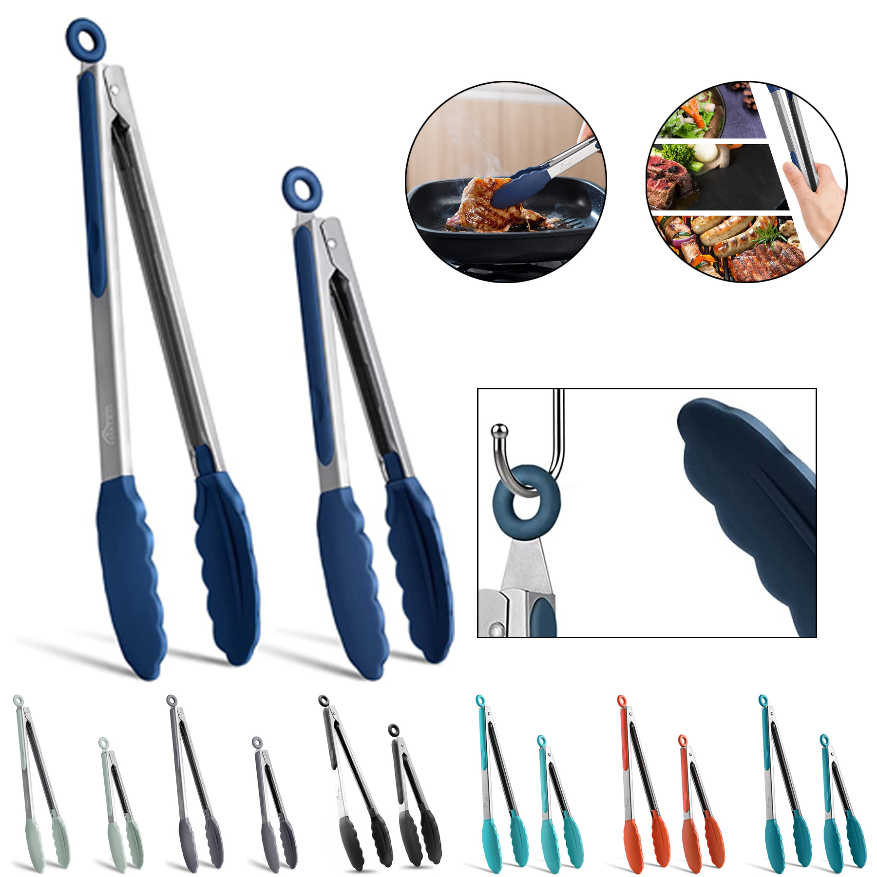 Stainless Silicon Kitchen Tongs 5