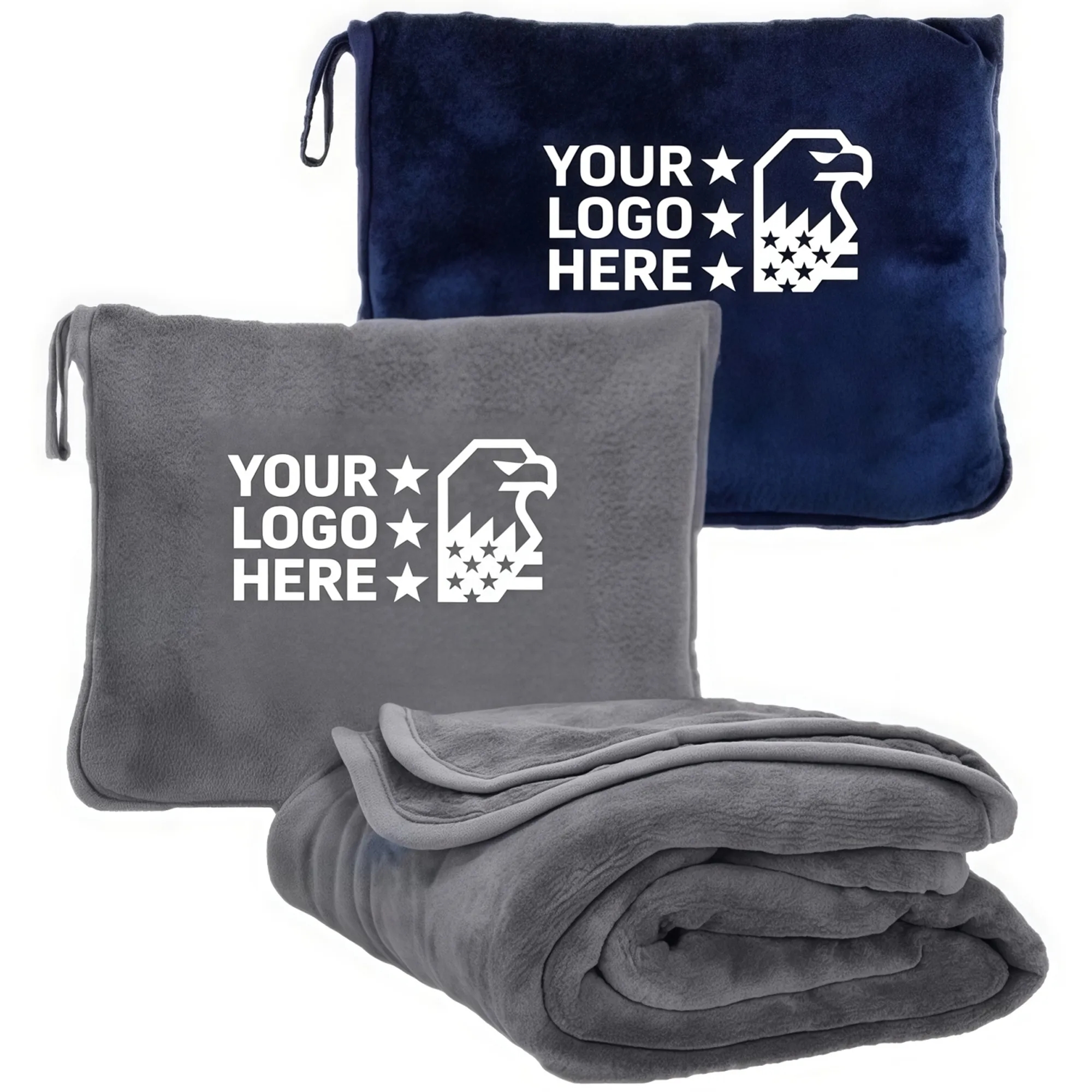 Portable Fleece Travel Blanket Pillow Set