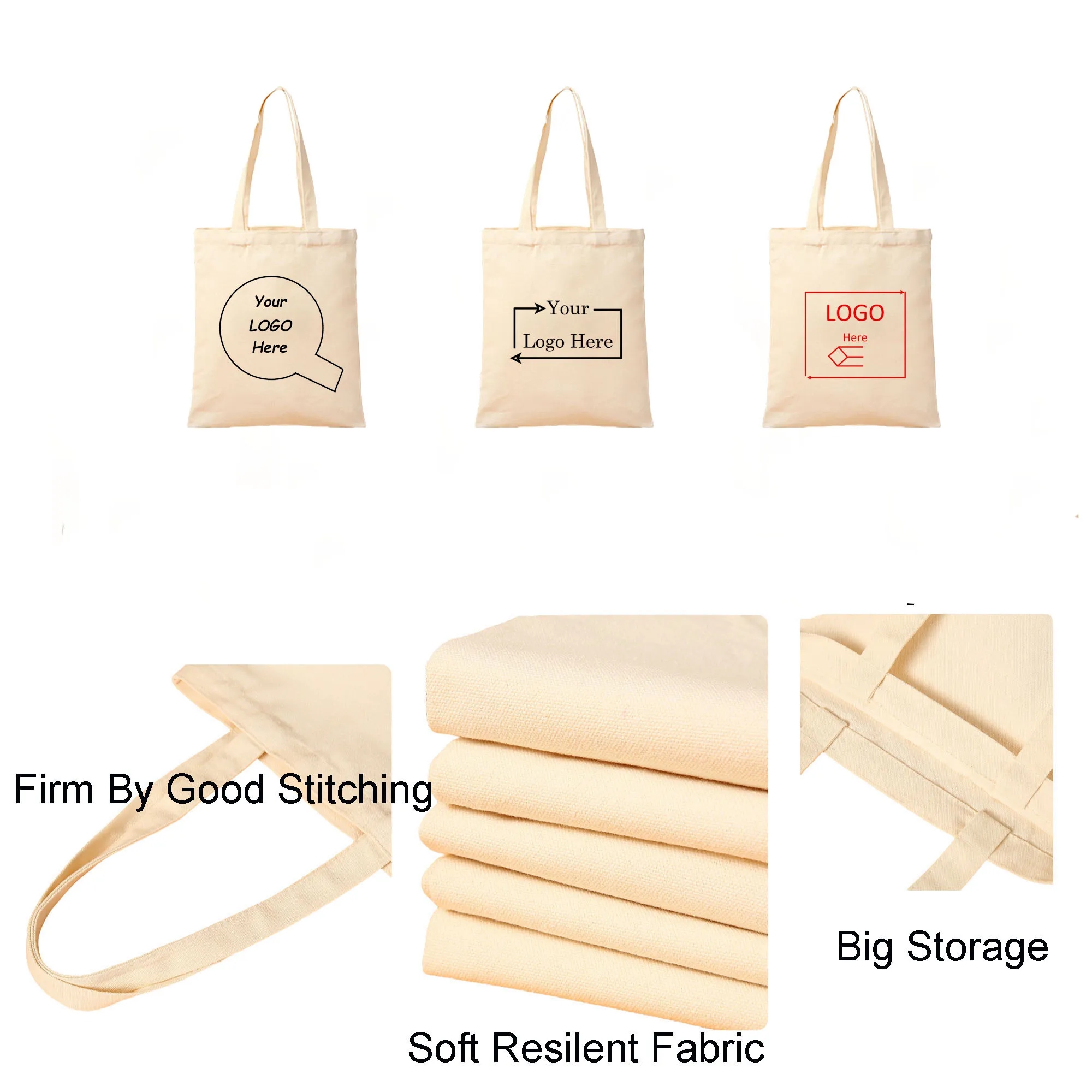 Classic Shopping Canvas Tote Bag 16"L x 14"W, custom tote bag with logo imprint 8