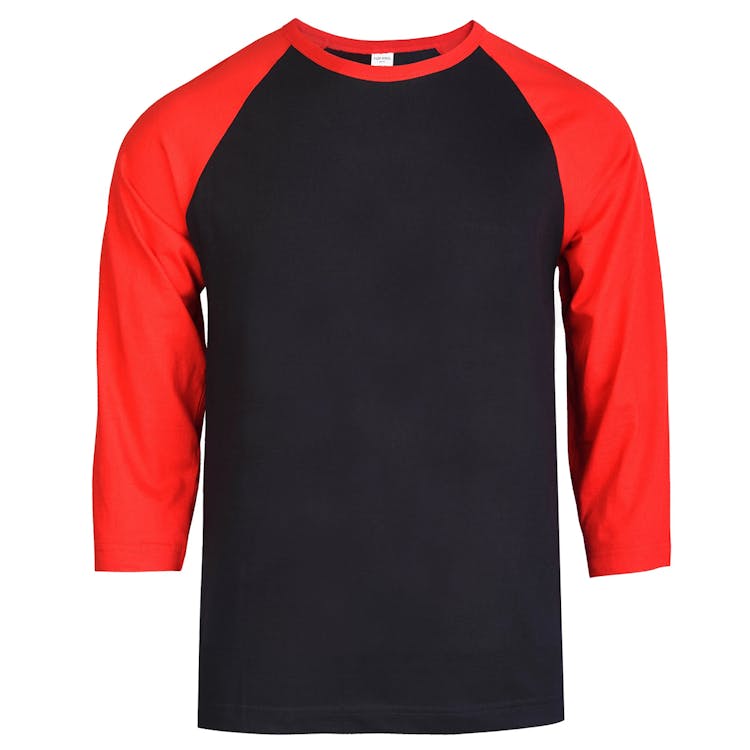 Men's 3/4 Sleeve Baseball T-Shirt - Medium Red/Black 3