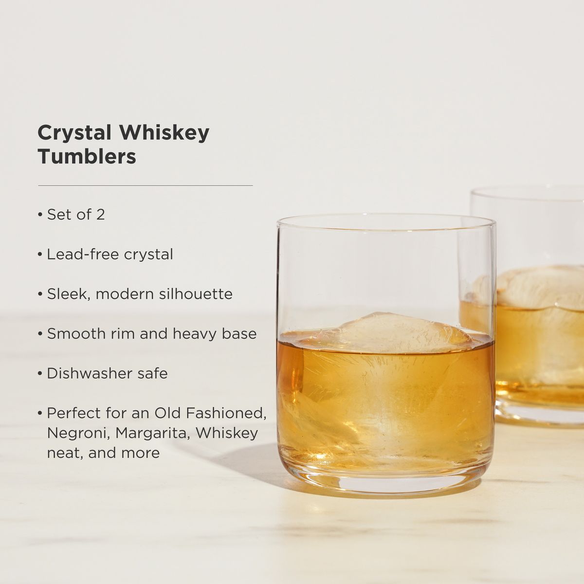 Rolling Crystal Whiskey Tumblers (Set of 2) - Thumbnail 5