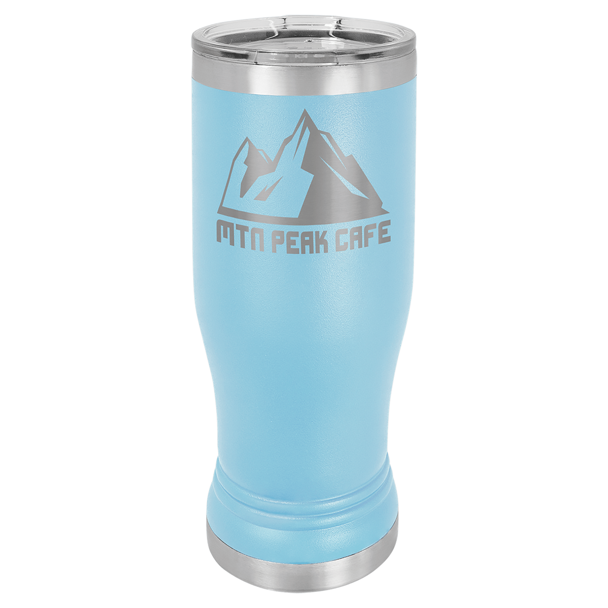 Light Blue 14oz. Polar Camel Pilsner with Clear Lid 2