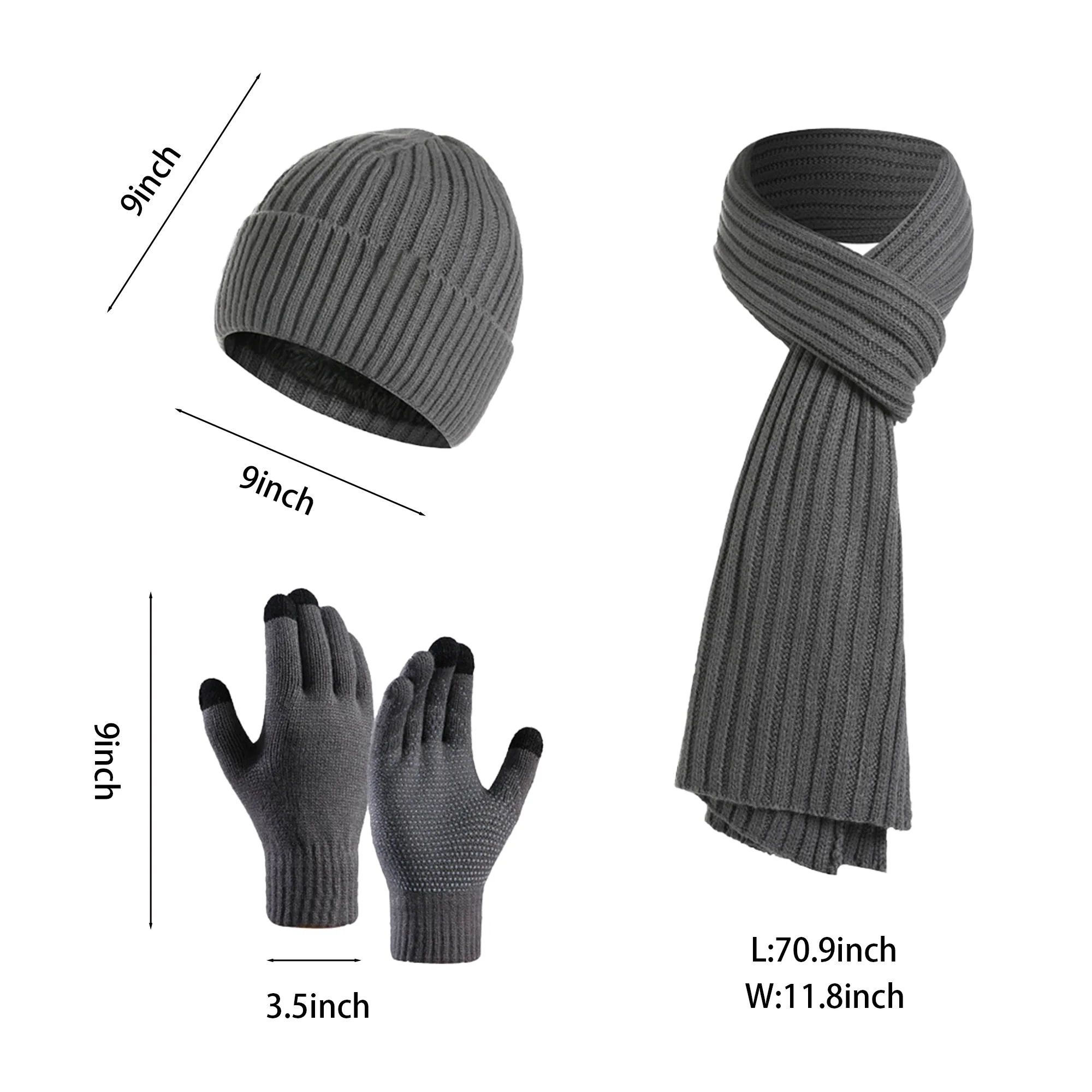 Winter Knitted Beanie Hat Scarf Glove Set 13