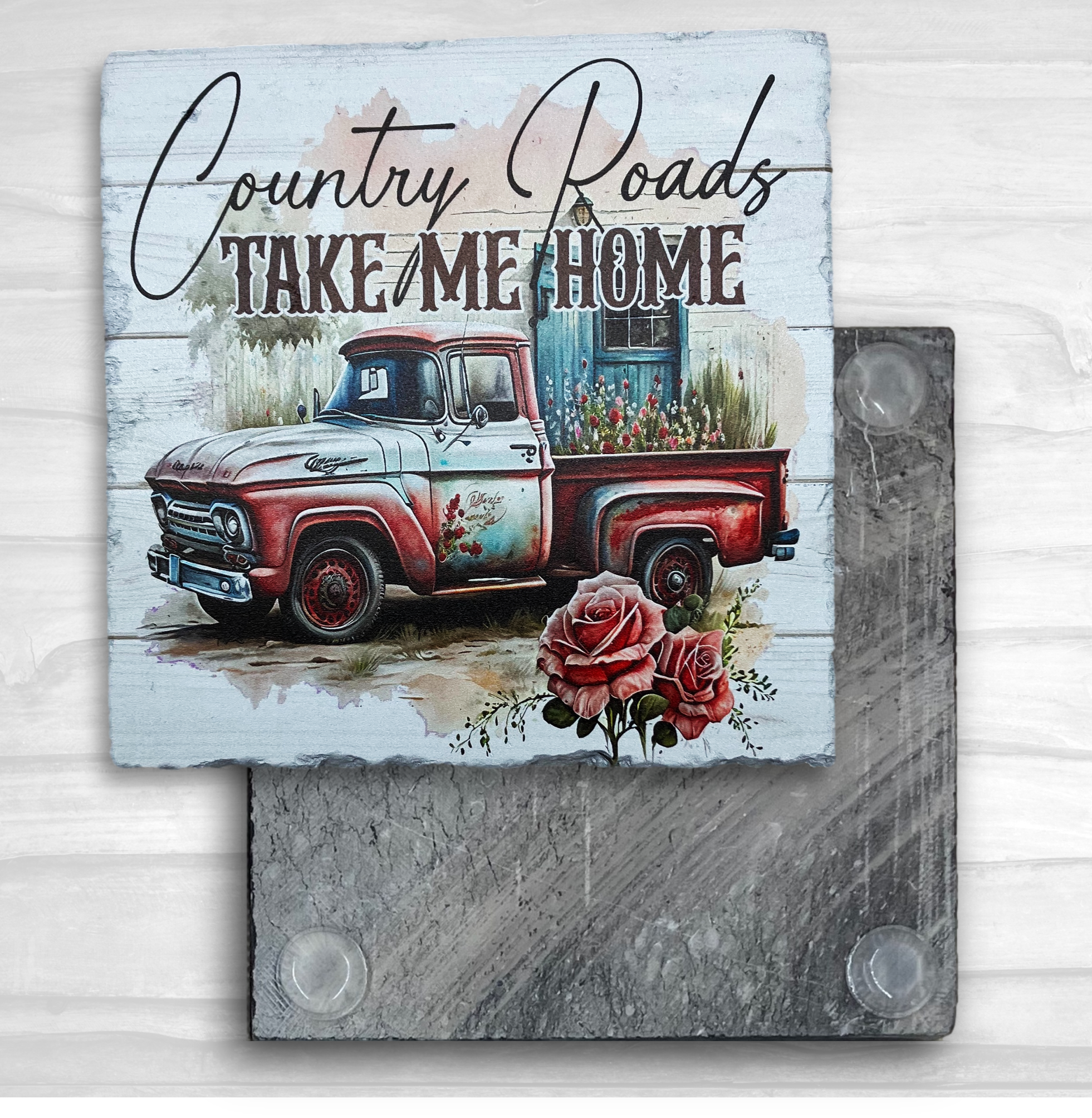 Square Coaster Black Tumbled Marble 13